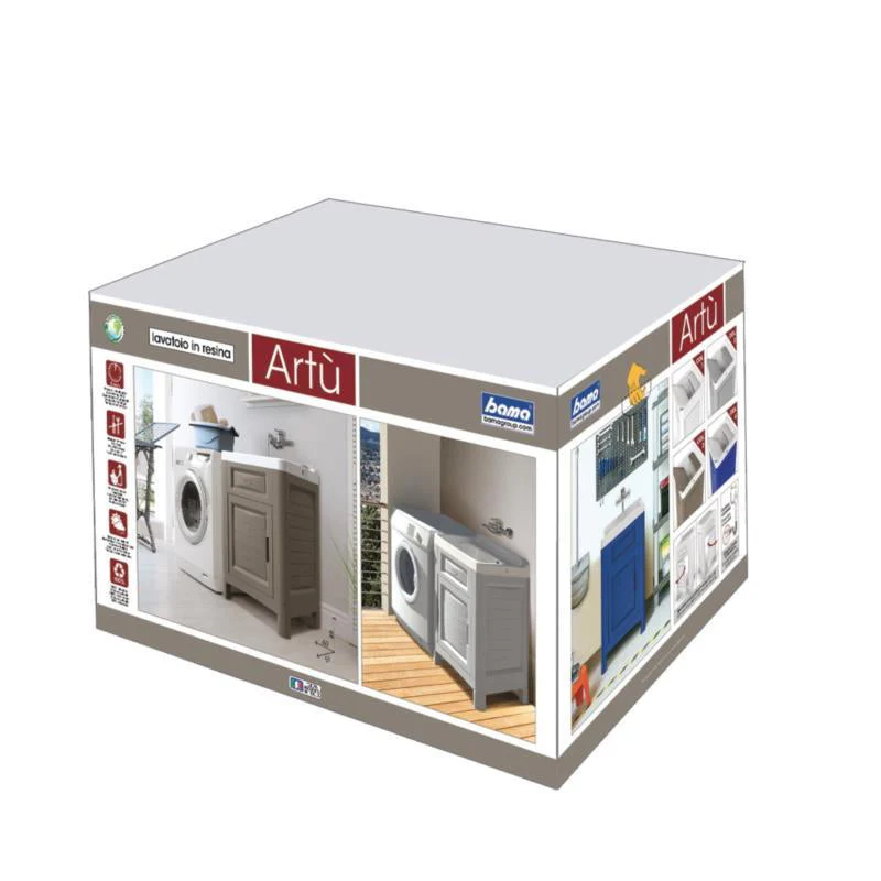 Bama - Mobiletto Lavatoio Artu' - 60x51x89h Grigio - Image 5