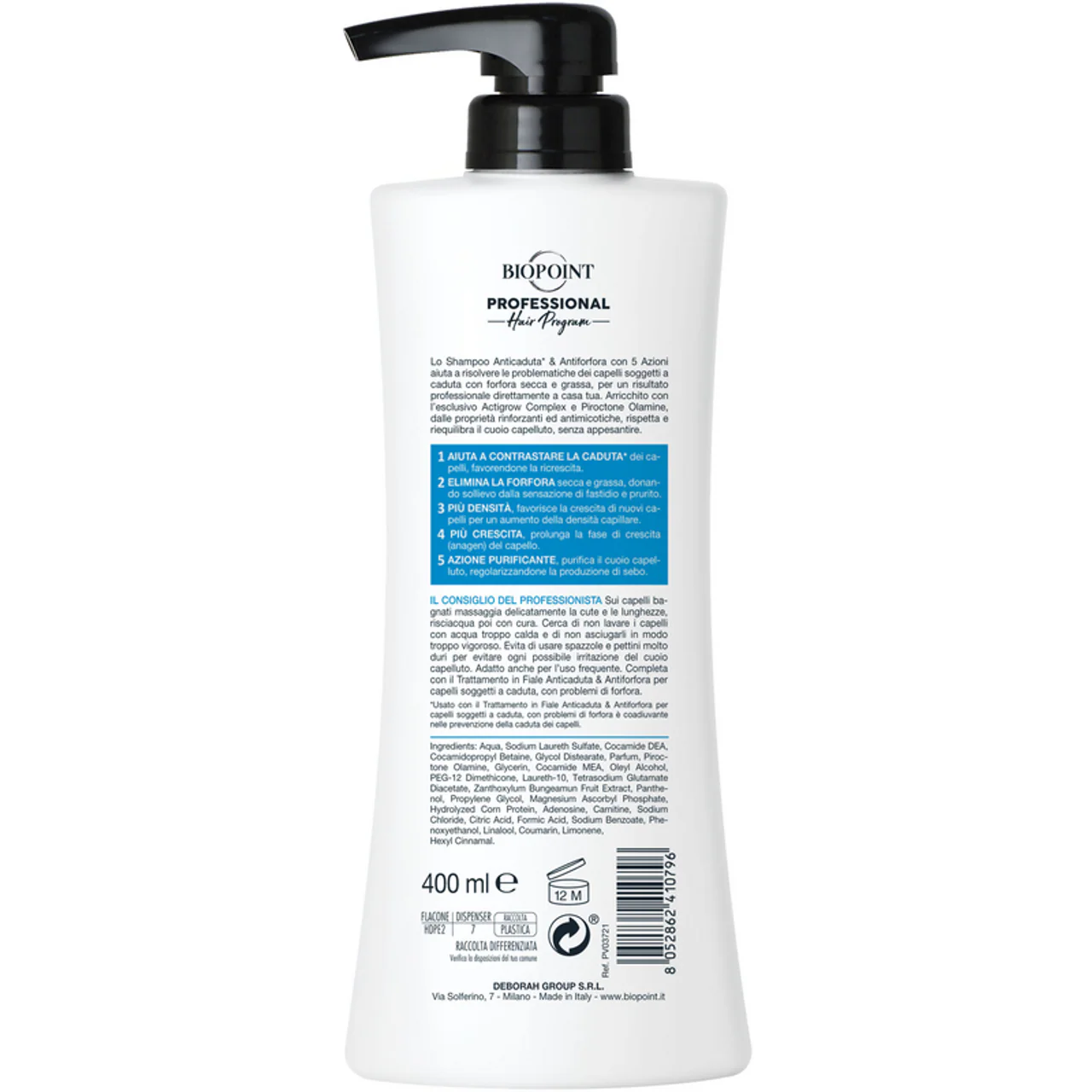 BIOPOINT - Shampoo Anticaduta* & Antiforfora 5 Azioni - 400 ml - Image 2