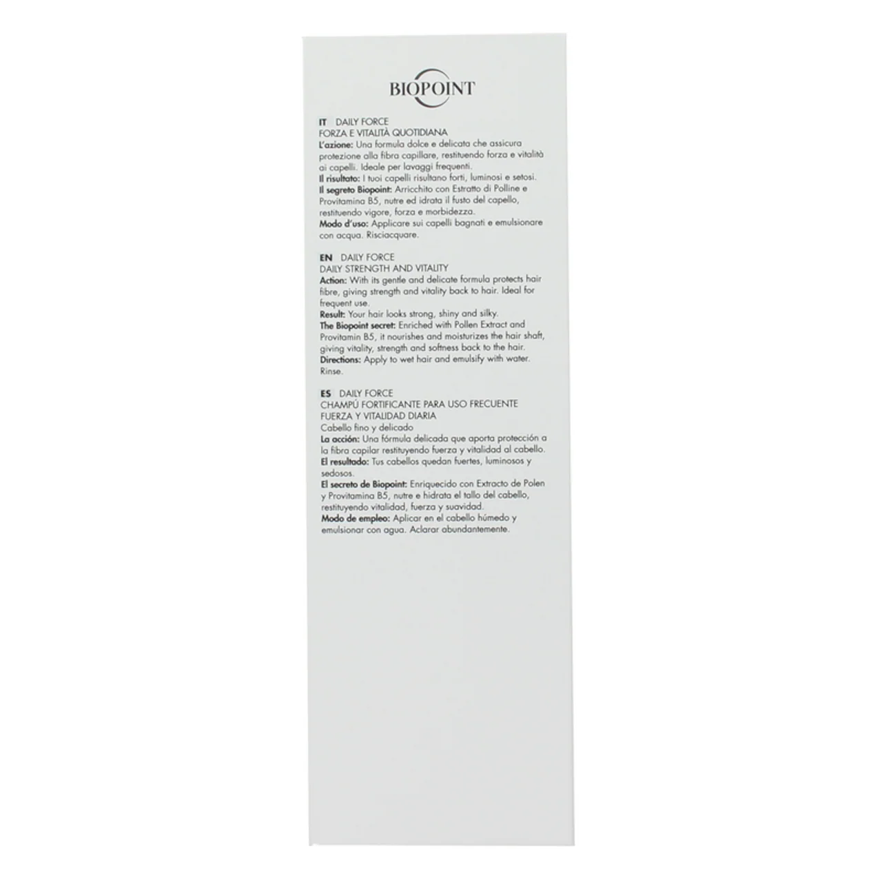 BIOPOINT - Shampoo rinforzante quotidiano per capelli deboli e sfibrati - 200 ml - Image 2