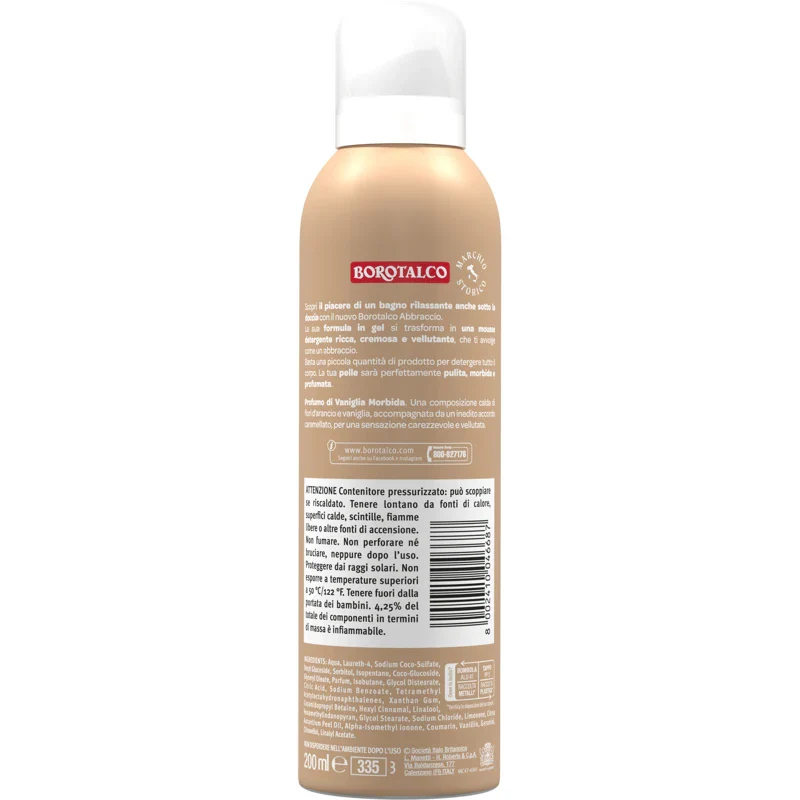 Borotalco Bagnodoccia Gel In Mousse Abbraccio Vaniglia Morbida - Image 2