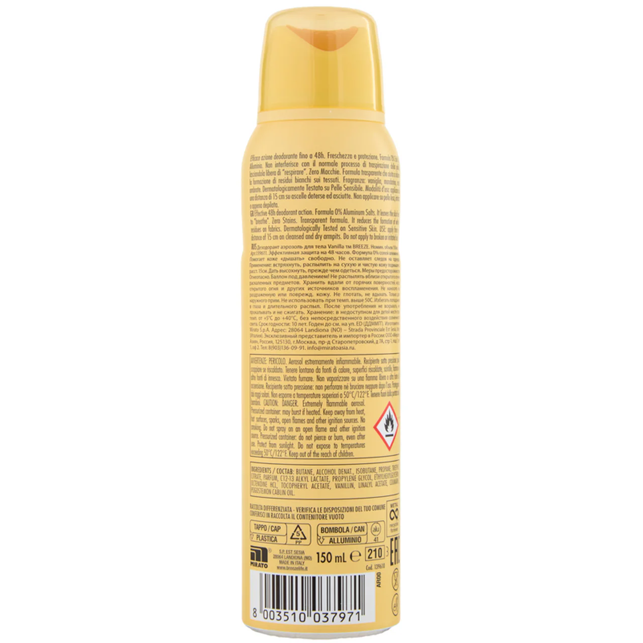Breeze - Deodorante Spray 48h Zero Macchie Ambra e Vaniglia - 150ml - Image 4