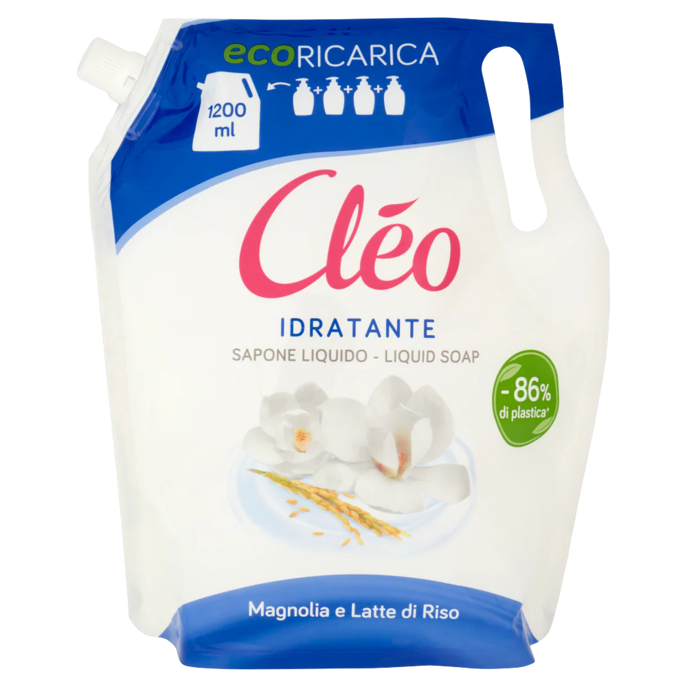 Cléo Idratante Sapone Liquido Magnolia e Latte di Riso Ecoricarica 1200 ml