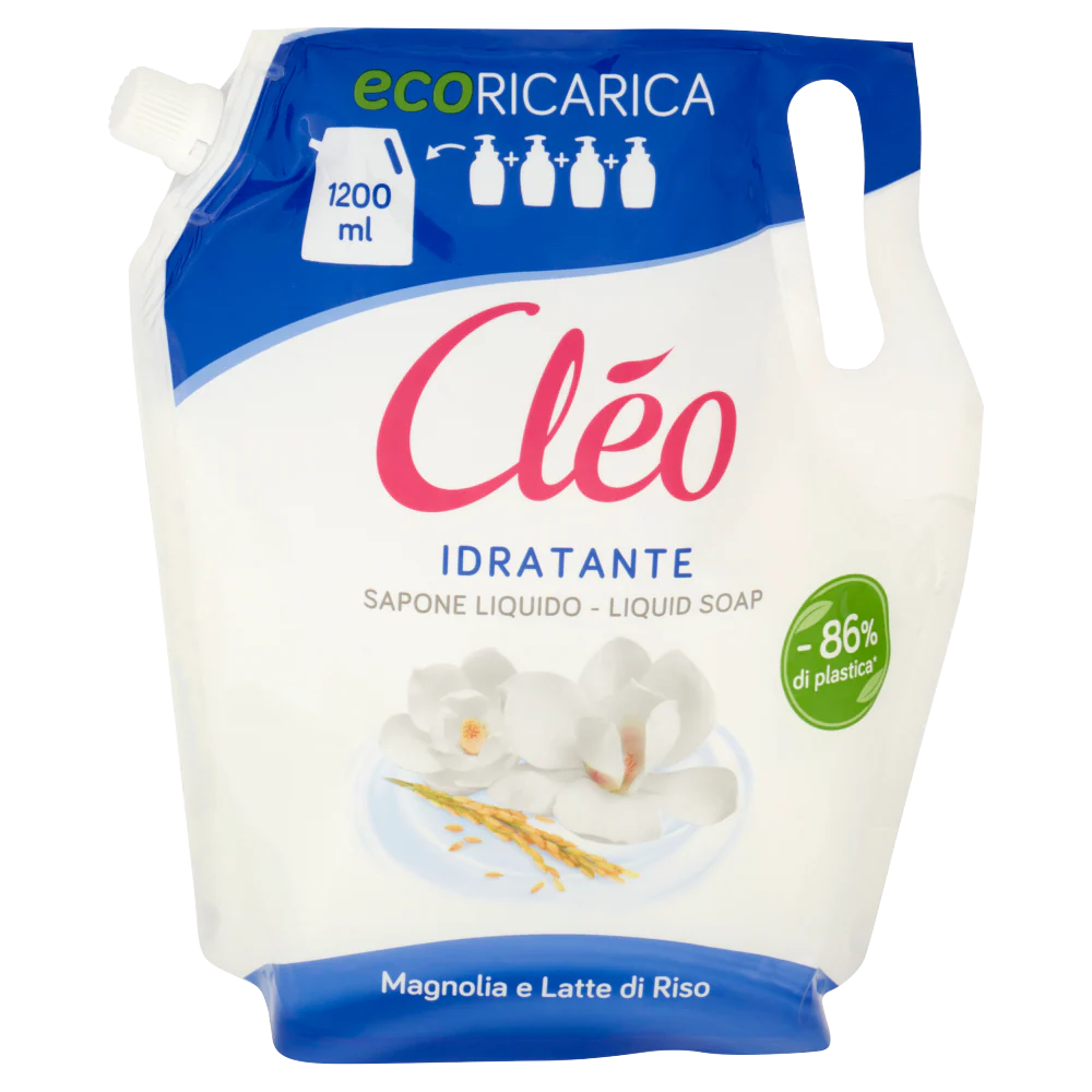 Cléo Idratante Sapone Liquido Magnolia e Latte di Riso Ecoricarica 1200 ml - Image 2