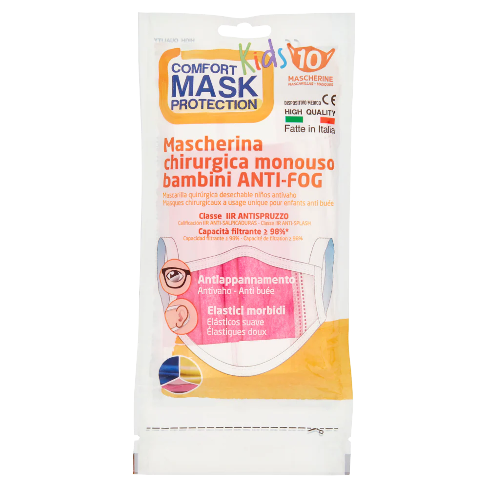 Comfort Mask Protection Kids Mascherina chirurgica monouso bambini Anti-fog 10 pz
