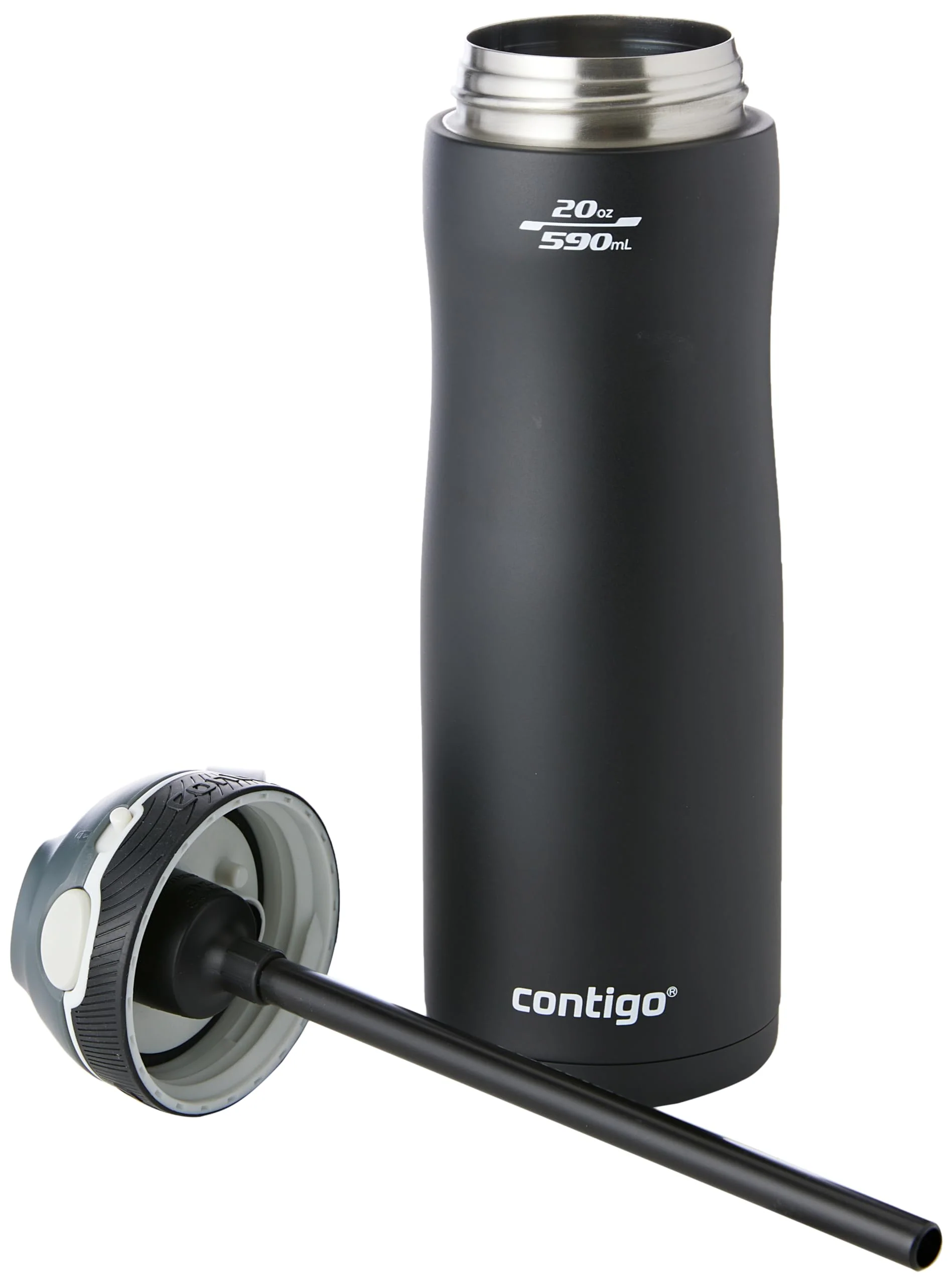 Contigo , Ashland Chill Borraccia Con Cannuccia Grande In Acciaio Inox Senza BPA Per Mantenere Le Unisex Adult, Matte Black, 590 ml - Image 5