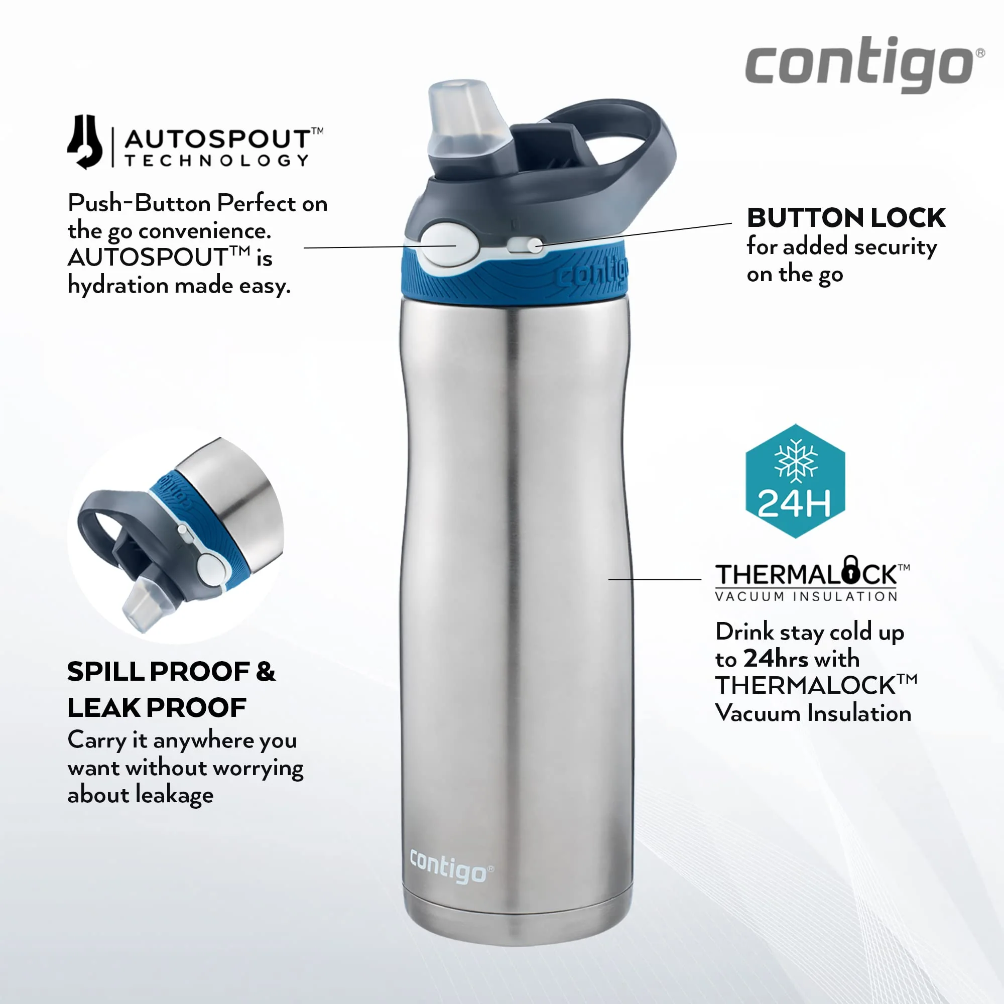 Contigo Ashland Chill, Bottiglia Unisex Adulto, Monaco, 590 ml - Image 4
