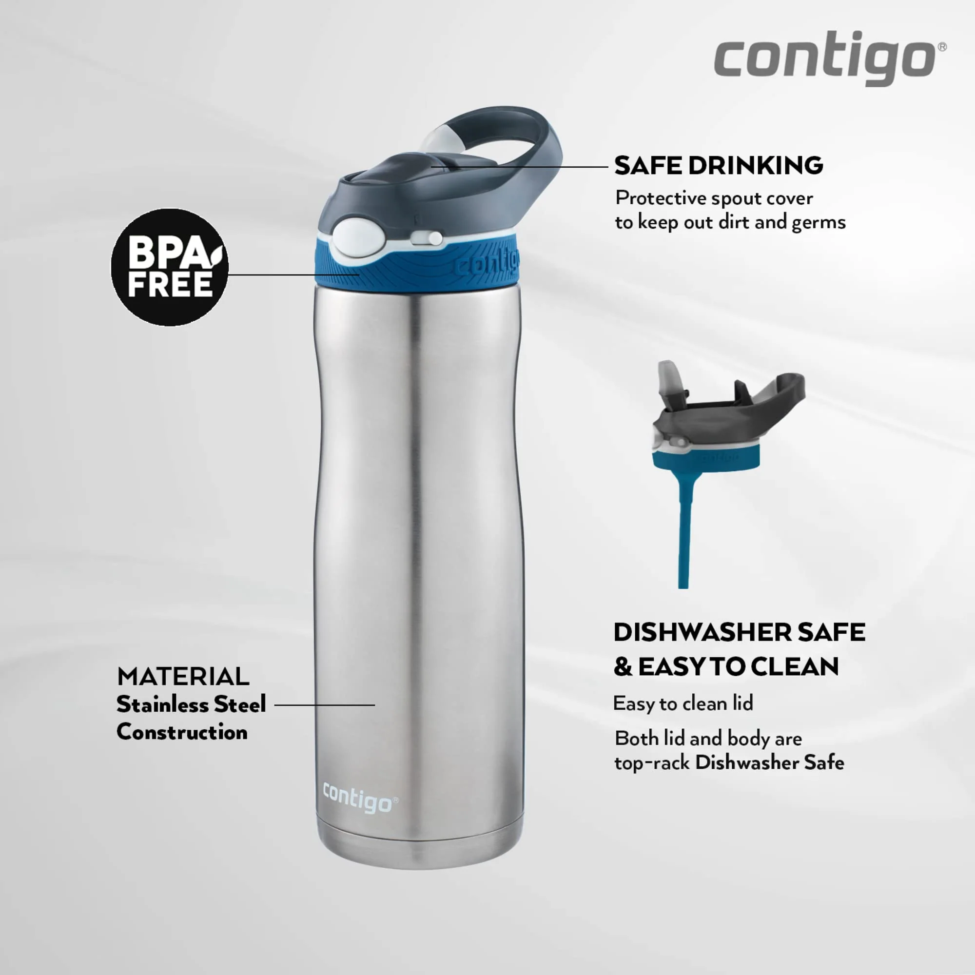 Contigo Ashland Chill, Bottiglia Unisex Adulto, Monaco, 590 ml - Image 9