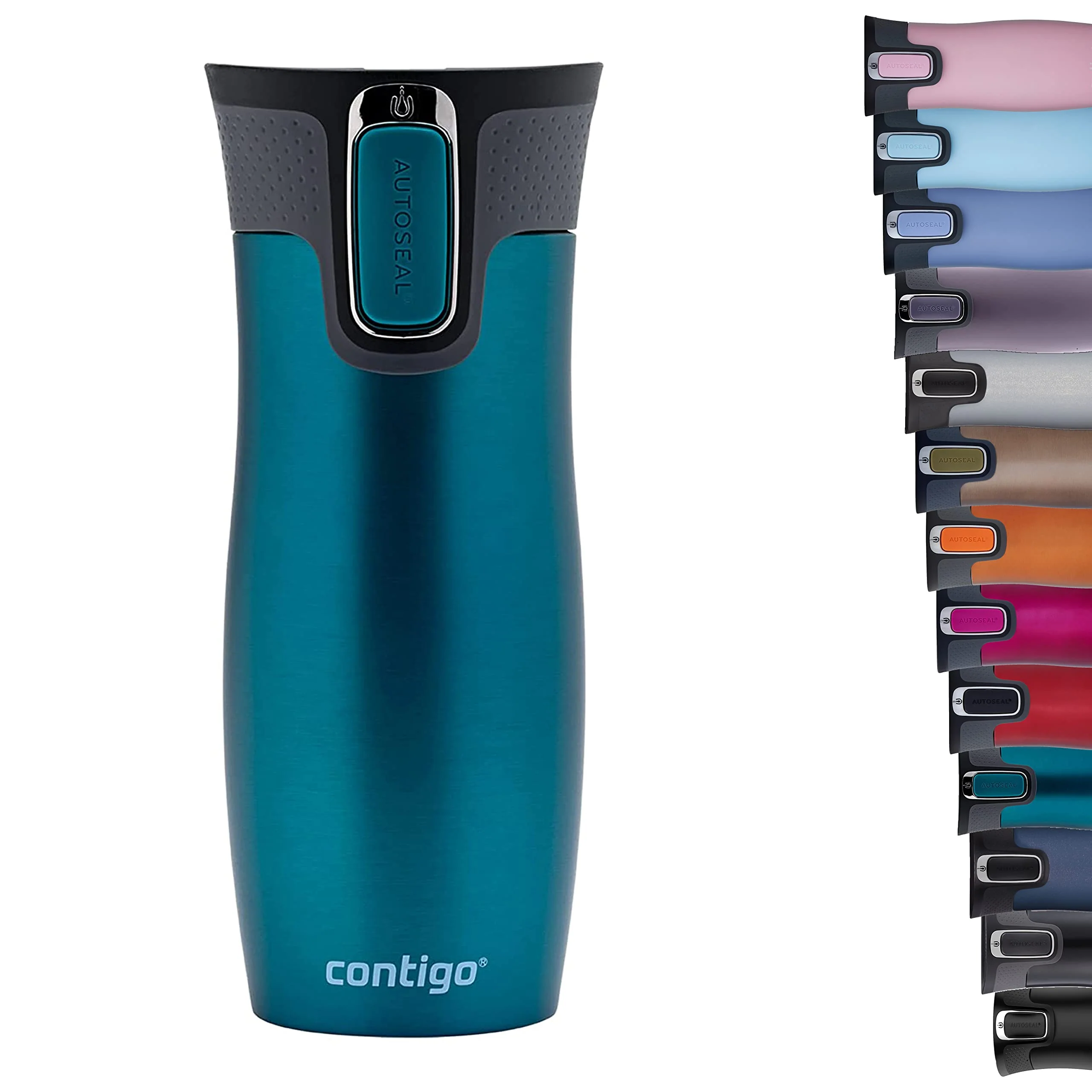 Contigo Tazza Termica West Loop Autoseal, Tazza Caffè da Viaggio in Acciaio Inossidabile, Contenitore Termico a Tenuta Stagna, con Coperchio Privo di BPA, 470ml, Blu (Biscay Bay)