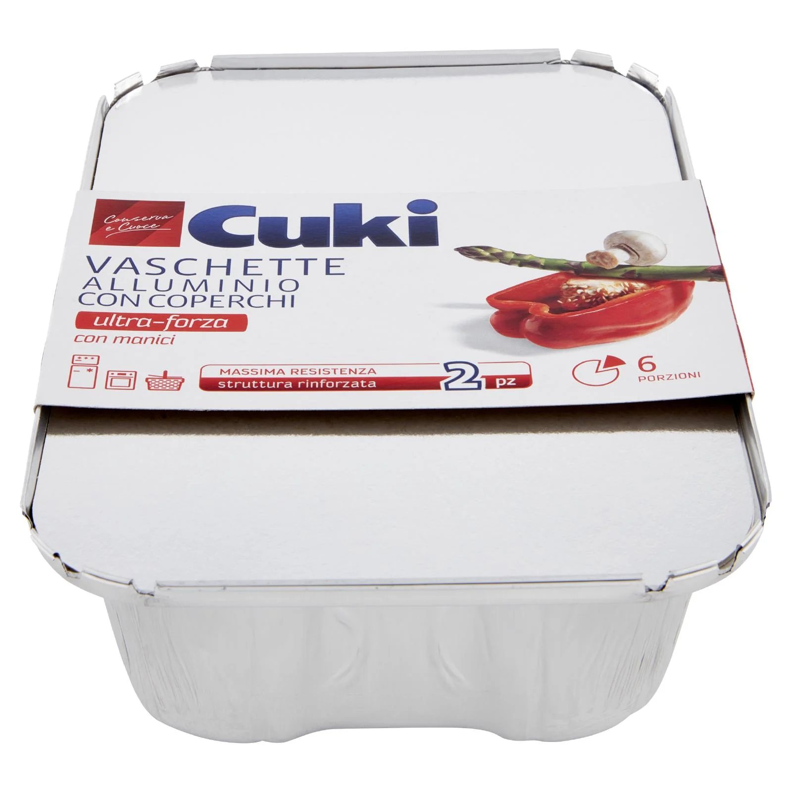 Cuki Conserva e Cuoce Vaschette Alluminio con Coperchi 6 Porzioni (RS99) - 2 pz - Image 3