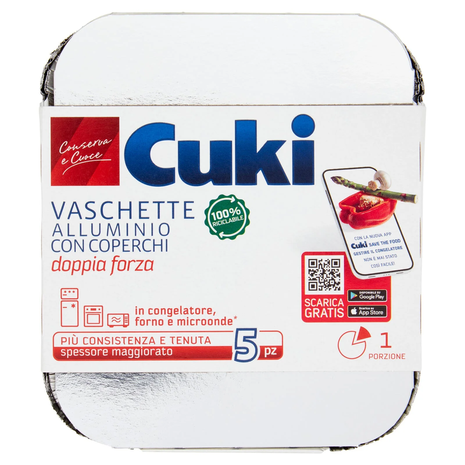 Cuki Conserva e Cuoce Vaschette Alluminio con Coperchi doppia forza 1 Porzione 5 pz - Image 2
