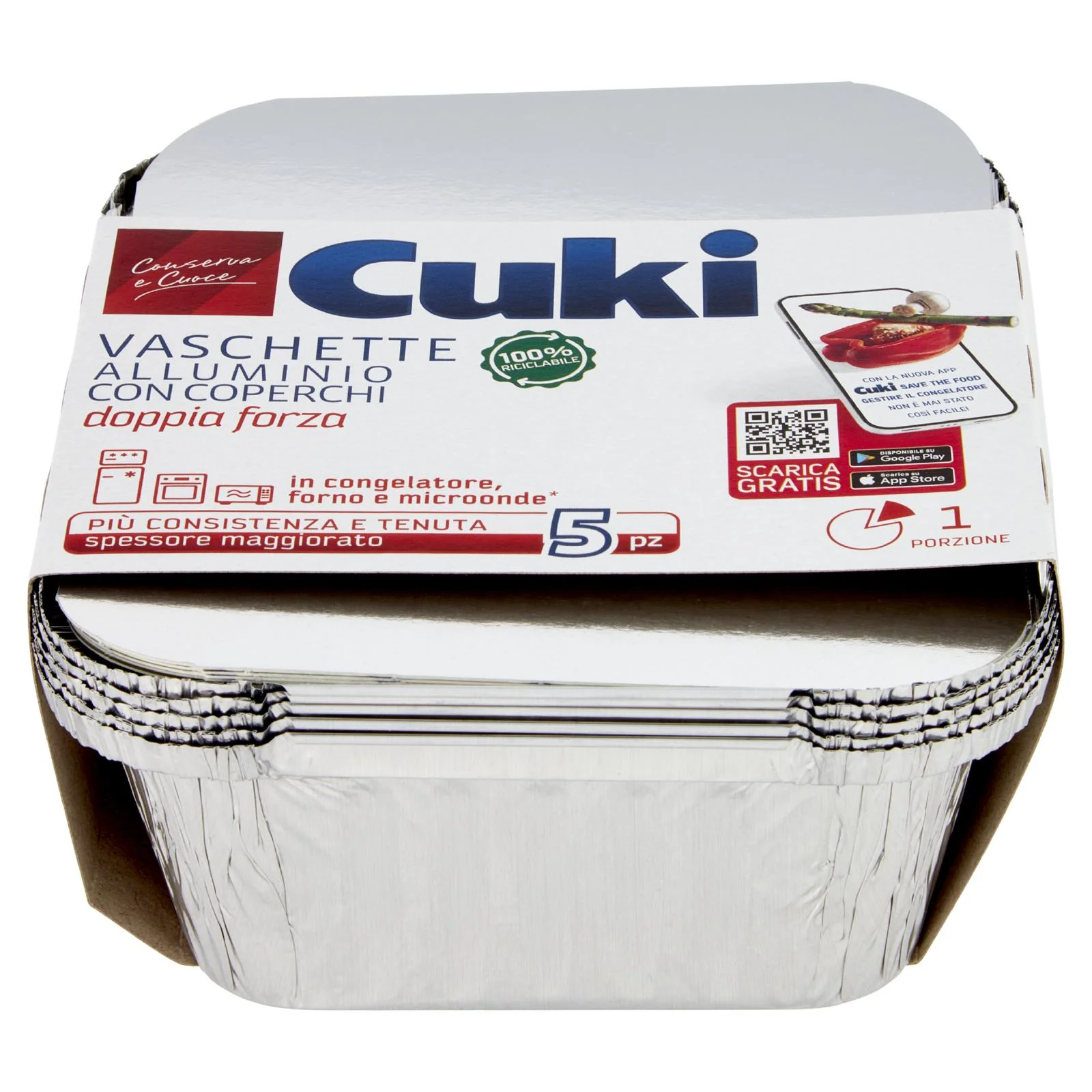 Cuki Conserva e Cuoce Vaschette Alluminio con Coperchi doppia forza 1 Porzione 5 pz - Image 4