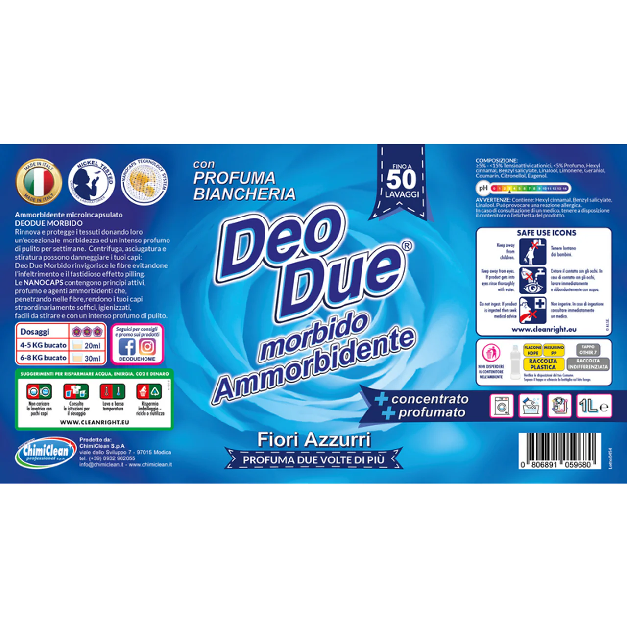 DEO DUE - AMMORBIDENTE MORBIDO FIORI AZZURRI 1 LITRO - PROFUMA BIANCHERIA FINO A 50 LAVAGGI - Image 3