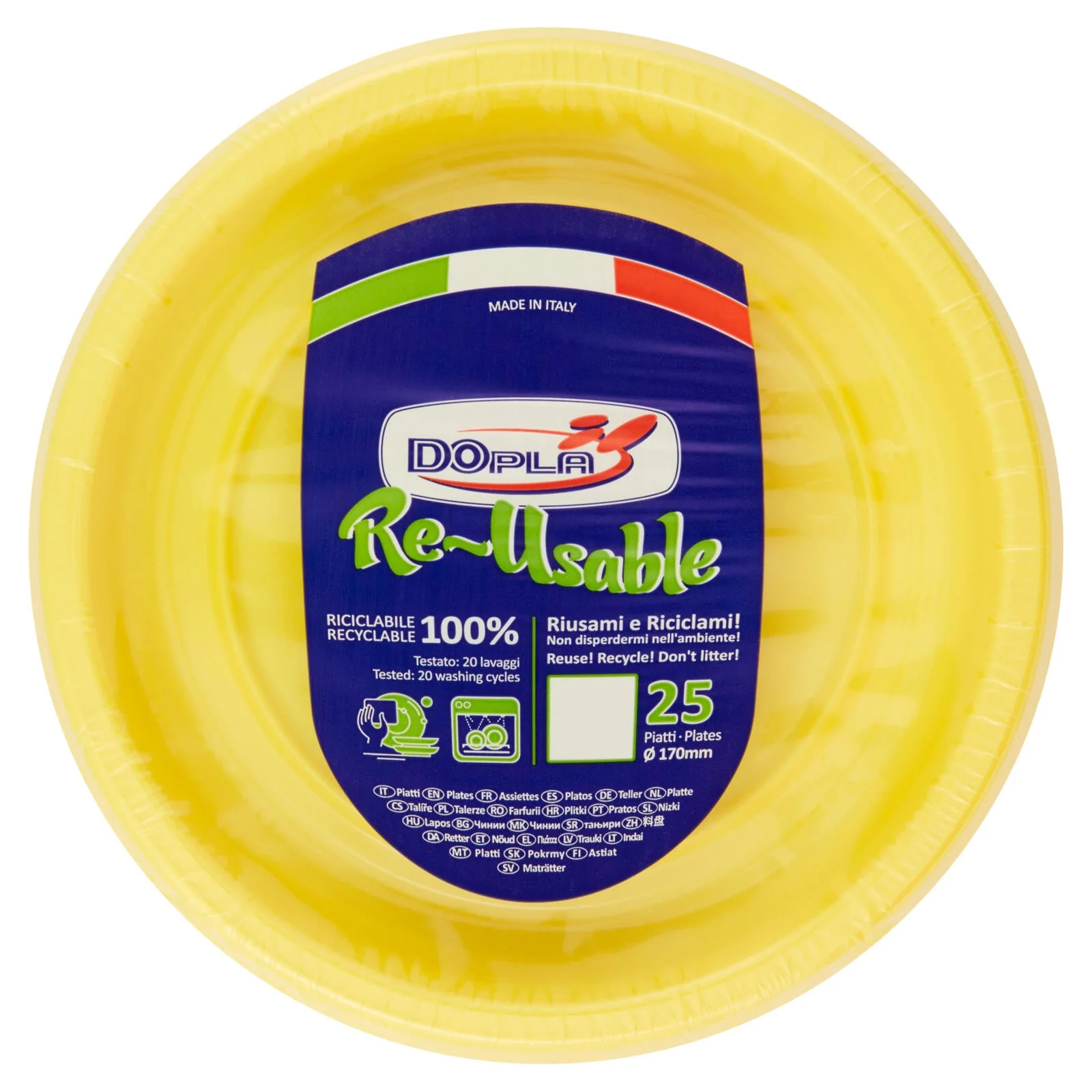 DOpla Re-Usable Piatti frutta ∅ 170 mm Giallo 25 pz