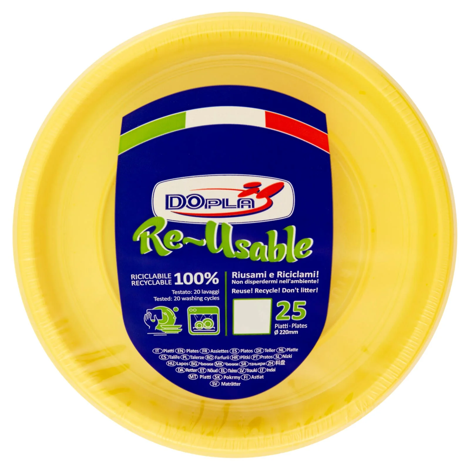 DOpla Re-Usable Piatti piani Ø 220 mm Giallo 25 pz