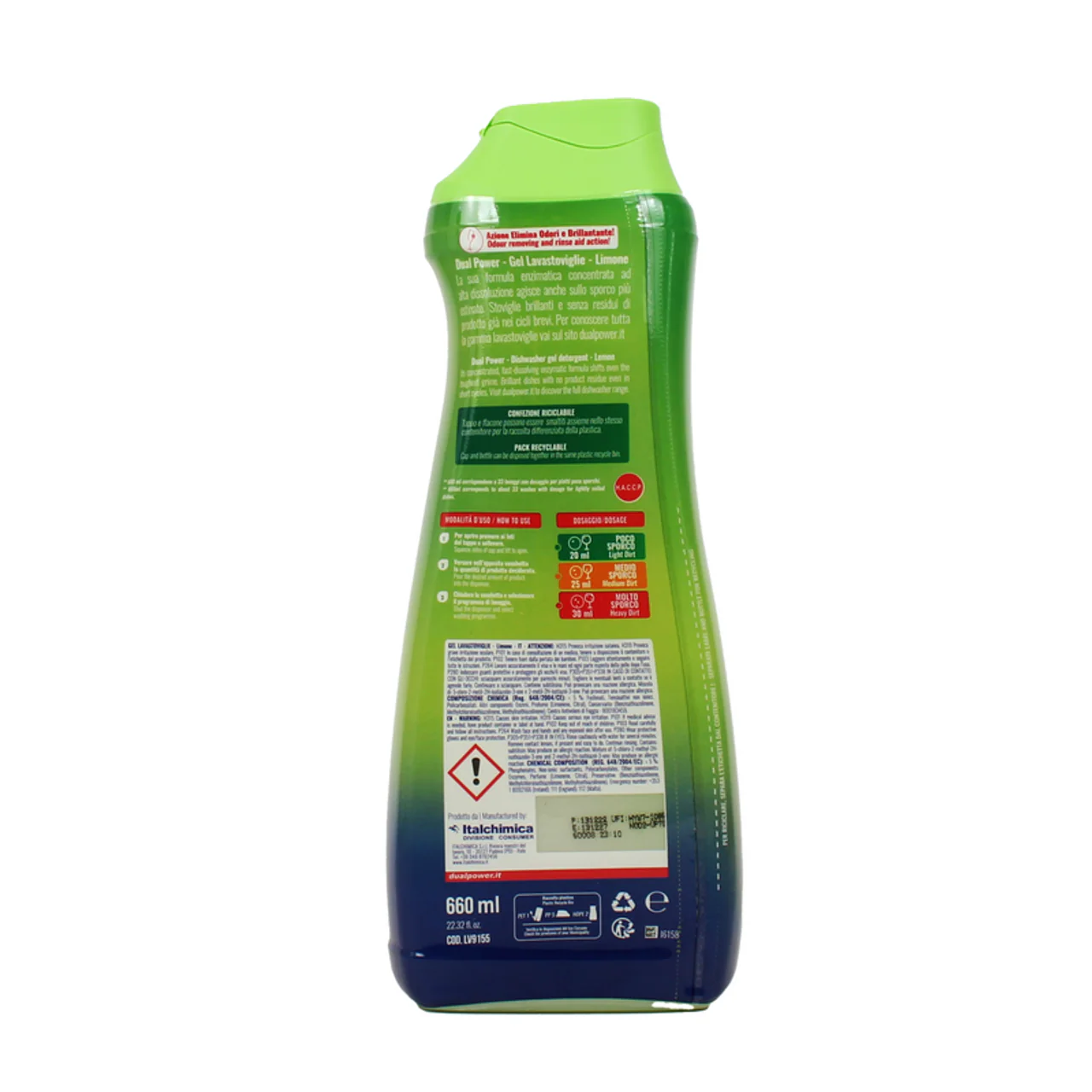 DUAL POWER - Gel LavaStoviglie Multifunzione al Limone - 33 Lavaggi - 660 ml - Image 4