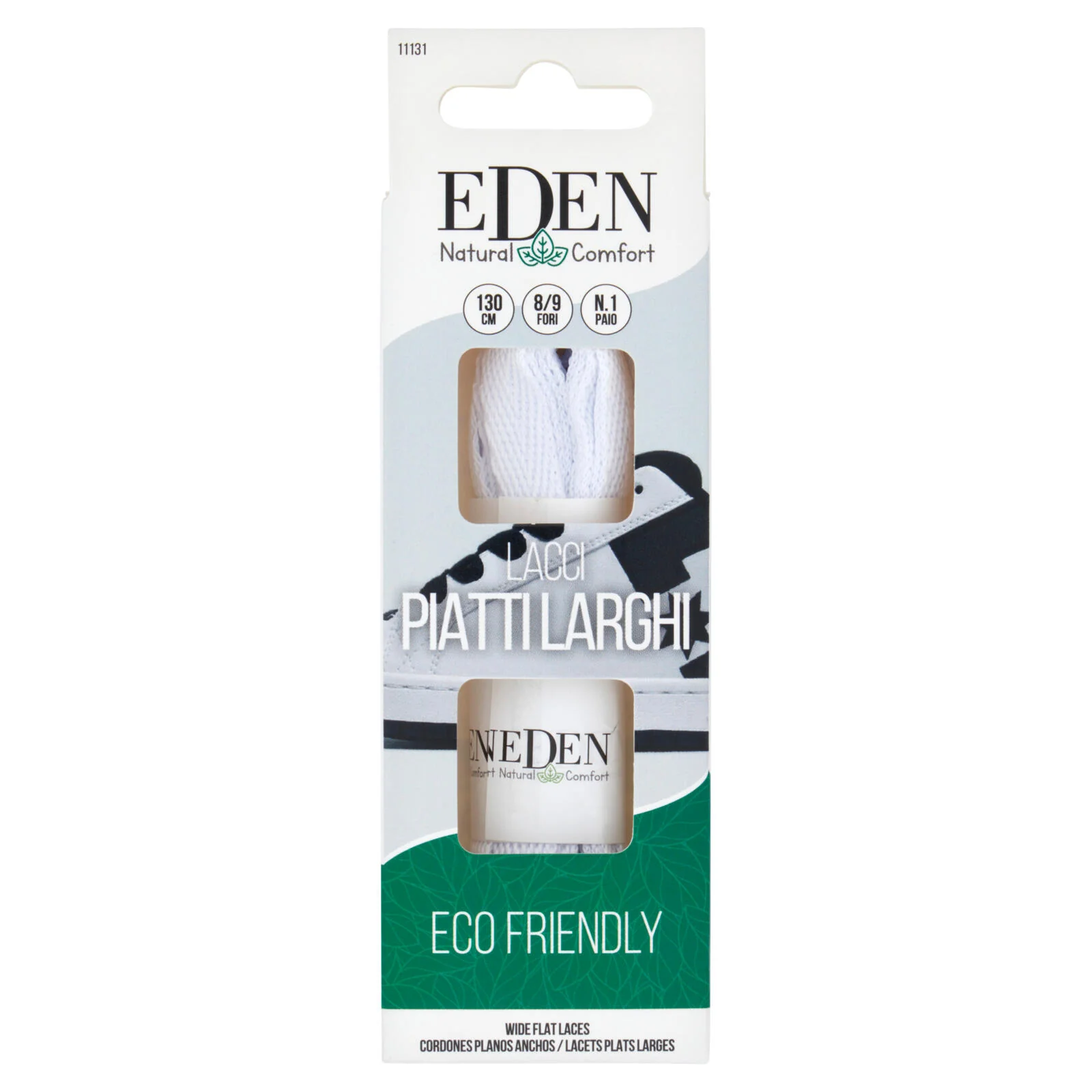 Eden Natural Comfort Lacci Piatti Larghi 130 cm 8/9 Fori 1 Paio