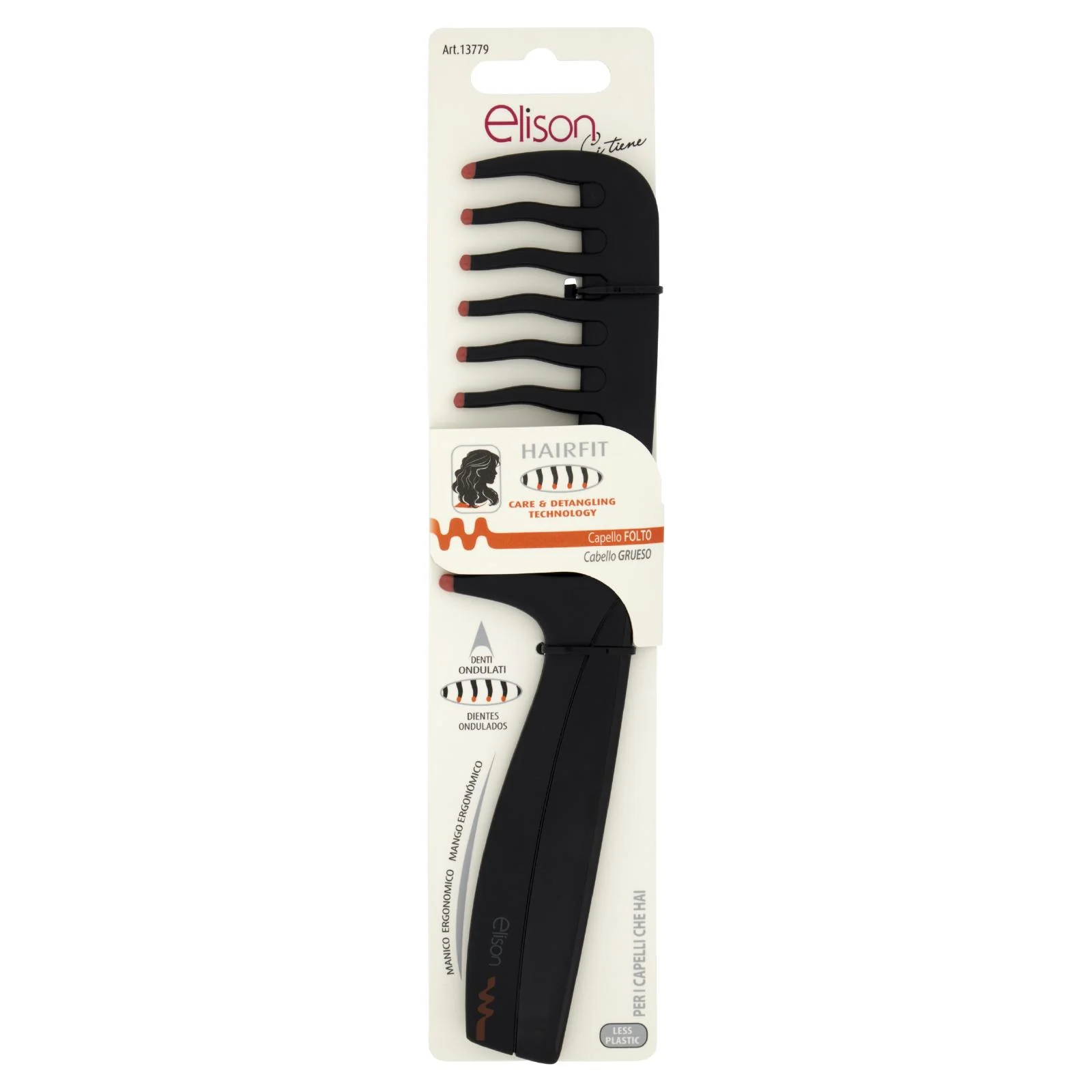 elison Hairfit Pettine Antistatico con Manico Ergonomico Capello Folto