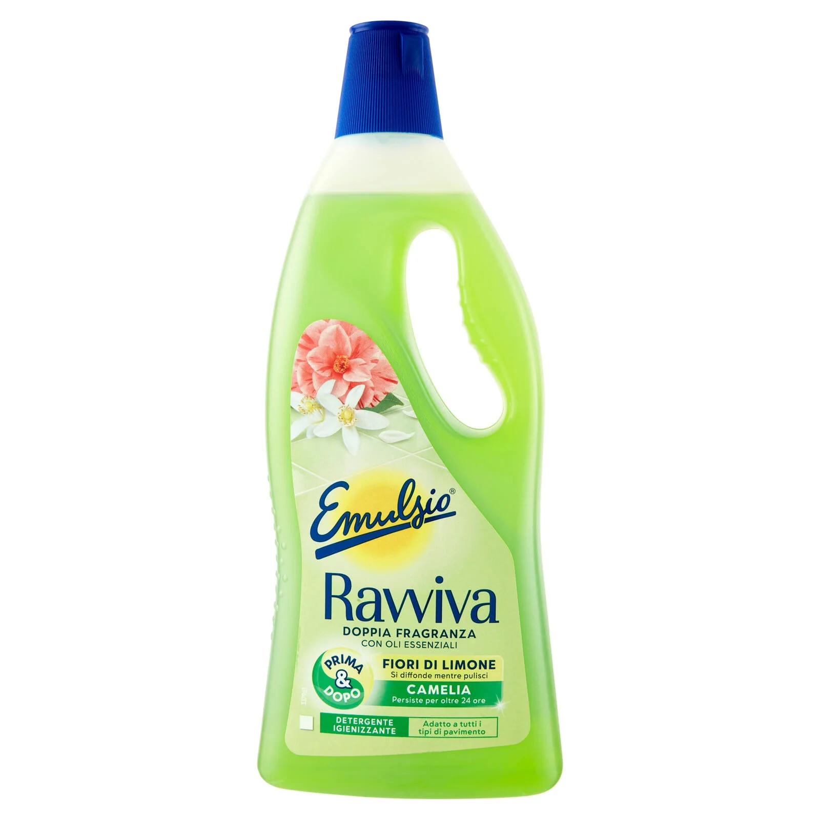 Emulsio Detergente Igienizzante Pavimenti Doppia Fragranza Fiori di Limone Camelia 750 ml - Image 3
