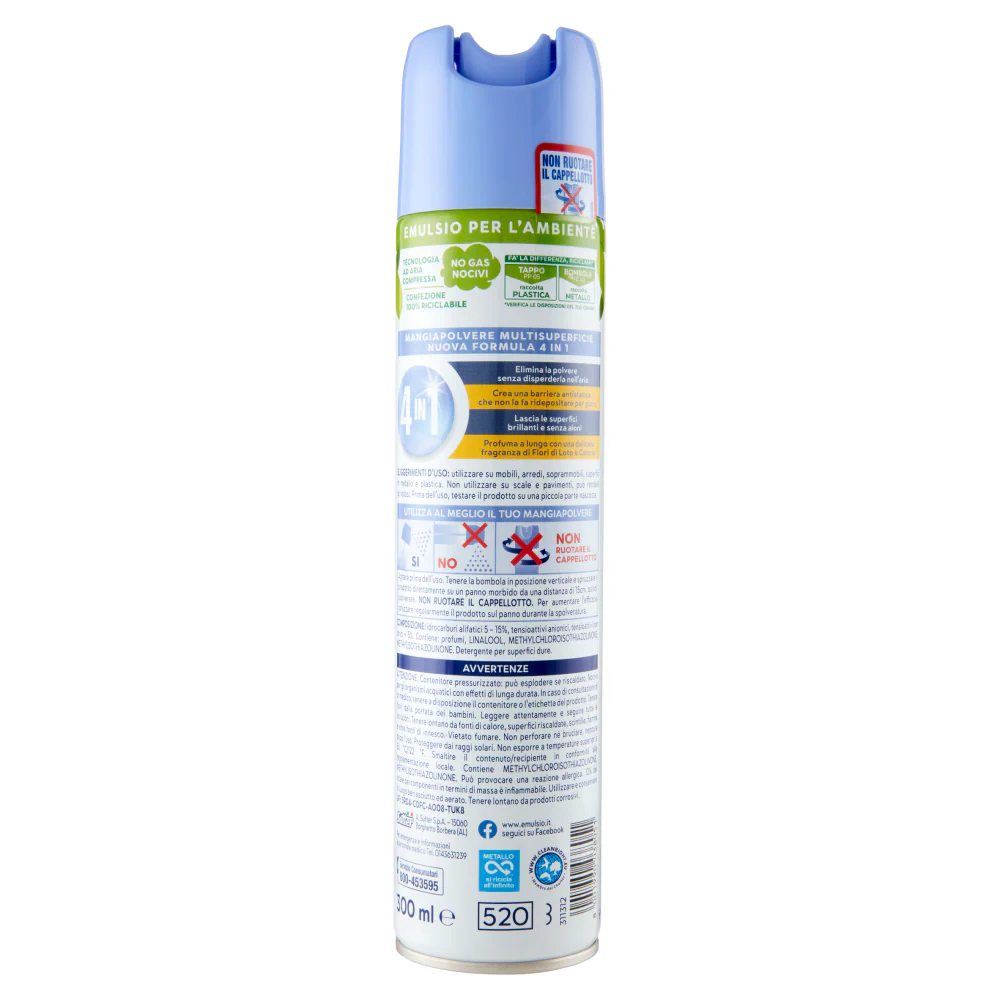 Emulsio - Emulsio Mangia Polvere: Antistatico 4 in 1, Fiori di Loto e Cotone - 300 ml - Image 2