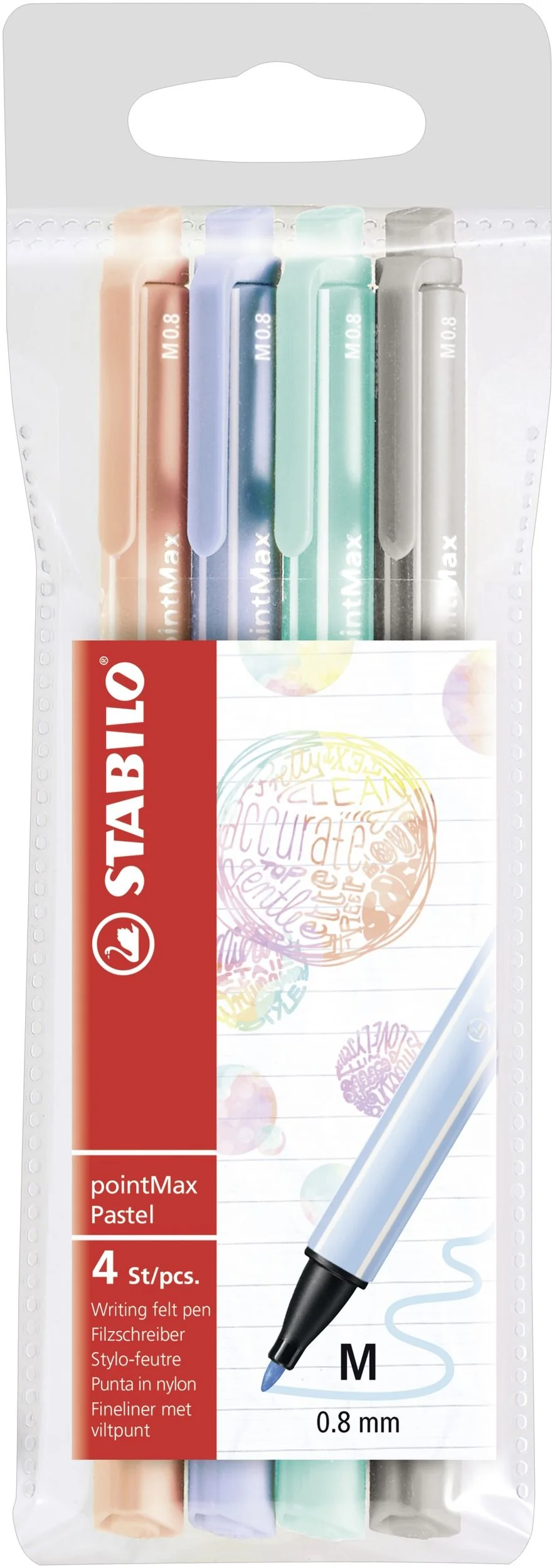 Fineliner Premium - STABILO pointMax - Astuccio da 4 Pastel - Colori assortiti
