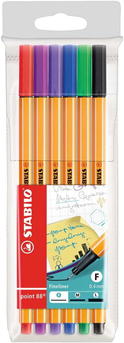 Fineliner - STABILO point 88 - Astuccio da 6 - Colori assortiti