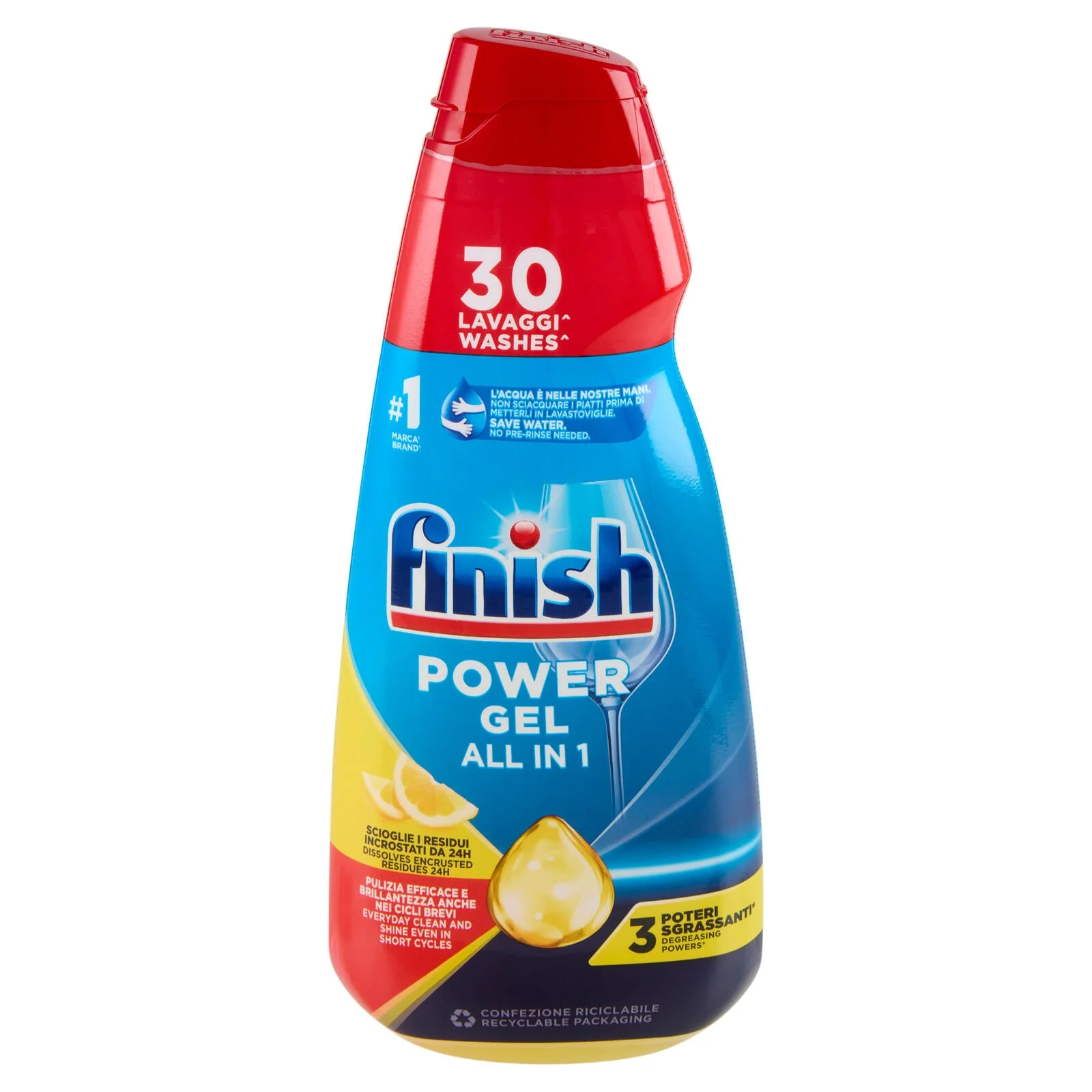 Finish Power Gel Lemon liquido lavastoviglie 30 lavaggi 600 ml - Image 3