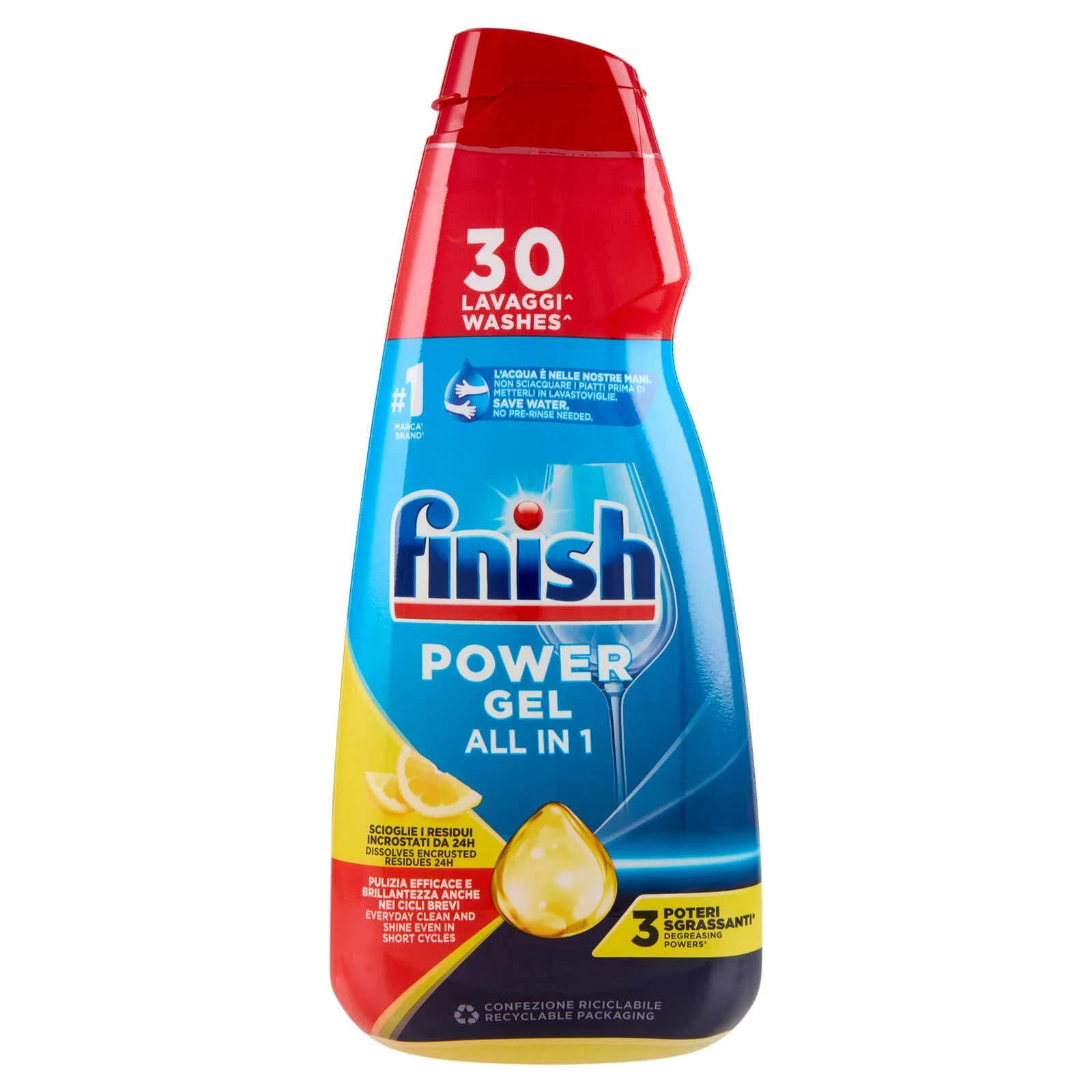 Finish Power Gel Lemon liquido lavastoviglie 30 lavaggi 600 ml - Image 4