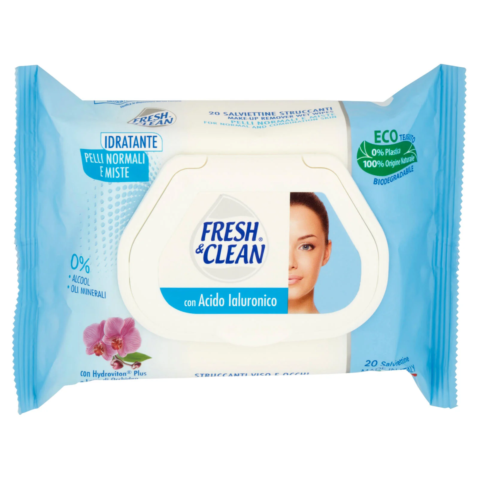 Fresh & Clean con Acido Ialuronico Salviettine Struccanti Pelli Normali e Miste 20 pz - Image 2