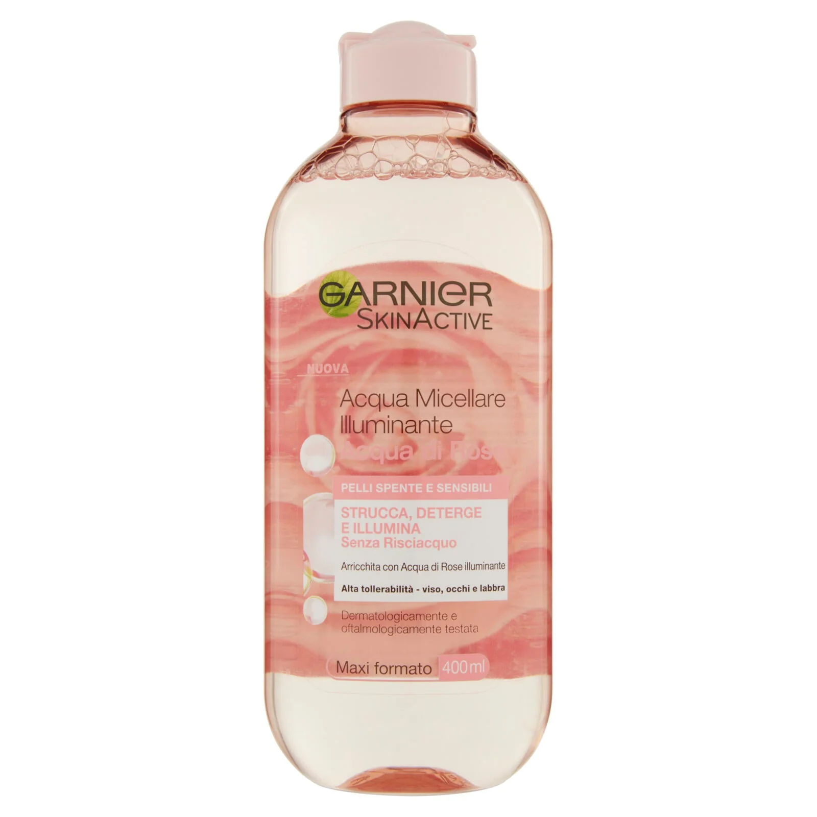 Garnier Acqua Micellare illuminante Acqua di Rose  per pelli spente e sensibili, 400 ml
