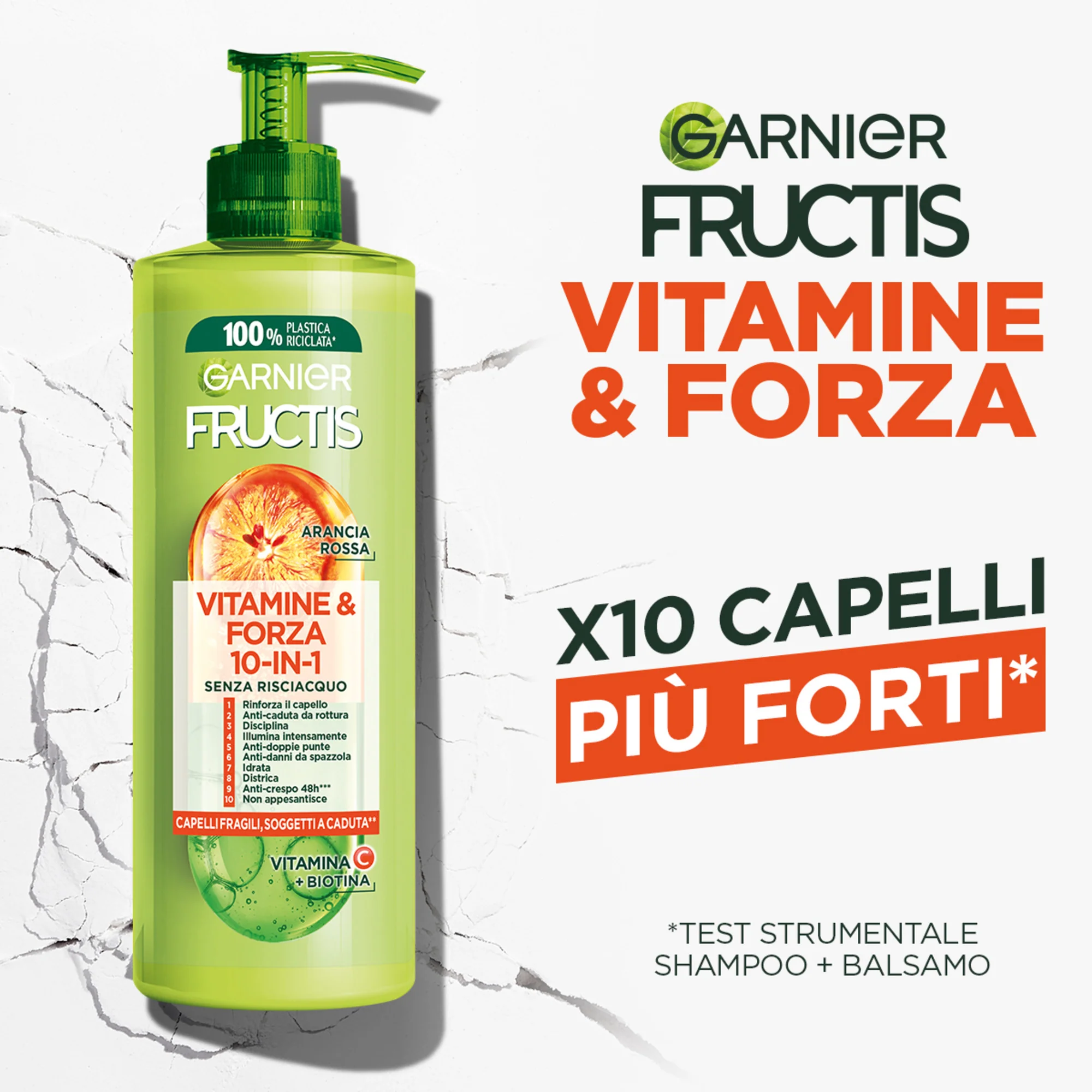 Garnier Fructis Forti & Brillanti, Trattamento 10-in-1 senza risciacquo, 400 ml - Image 3