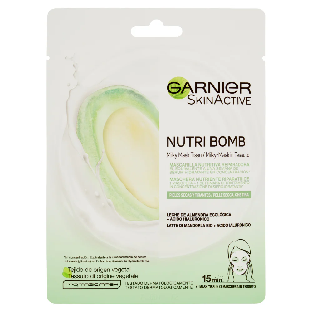 Garnier Maschera in Tessuto Nutriente Riparatrice Ideale per la Pelli Secche e Molto Secche, 28 g