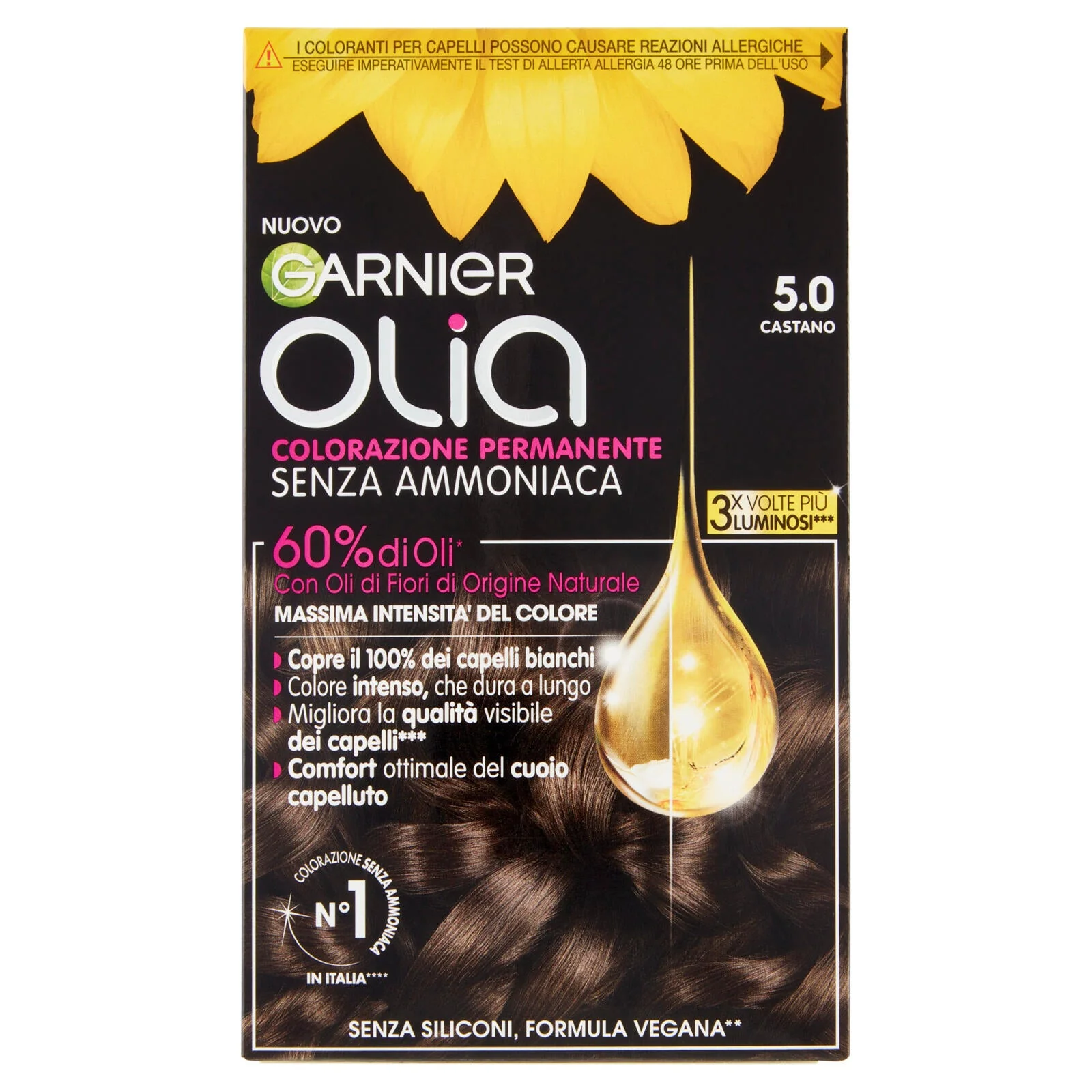 Garnier Tinta Capelli Olia, Colorazione permanente senza ammoniaca Castano (5.0) - Image 2