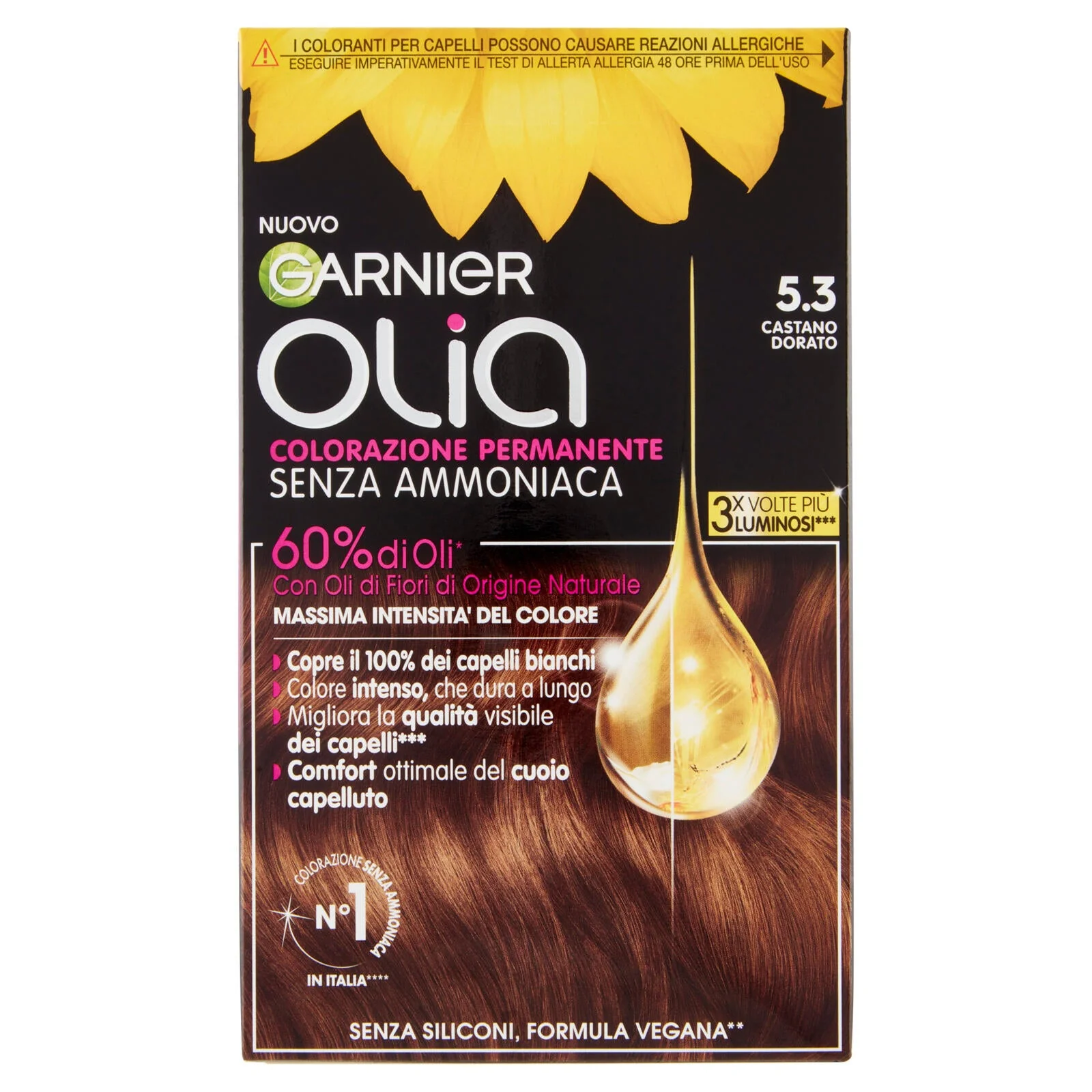 Garnier Tinta Capelli Olia, Colorazione permanente senza ammoniaca Castano Dorato (5.3) - Image 2