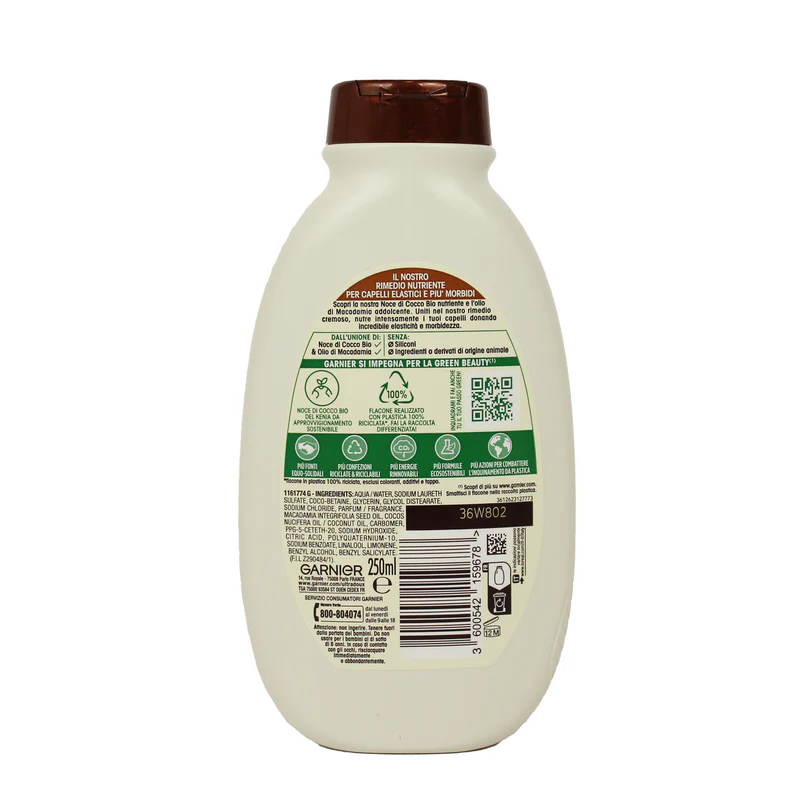 Garnier Shampoo Ultra Dolce Latte di Cocco e Macadamia, Capelli Morbidi e Setosi, 250 ml - Image 2