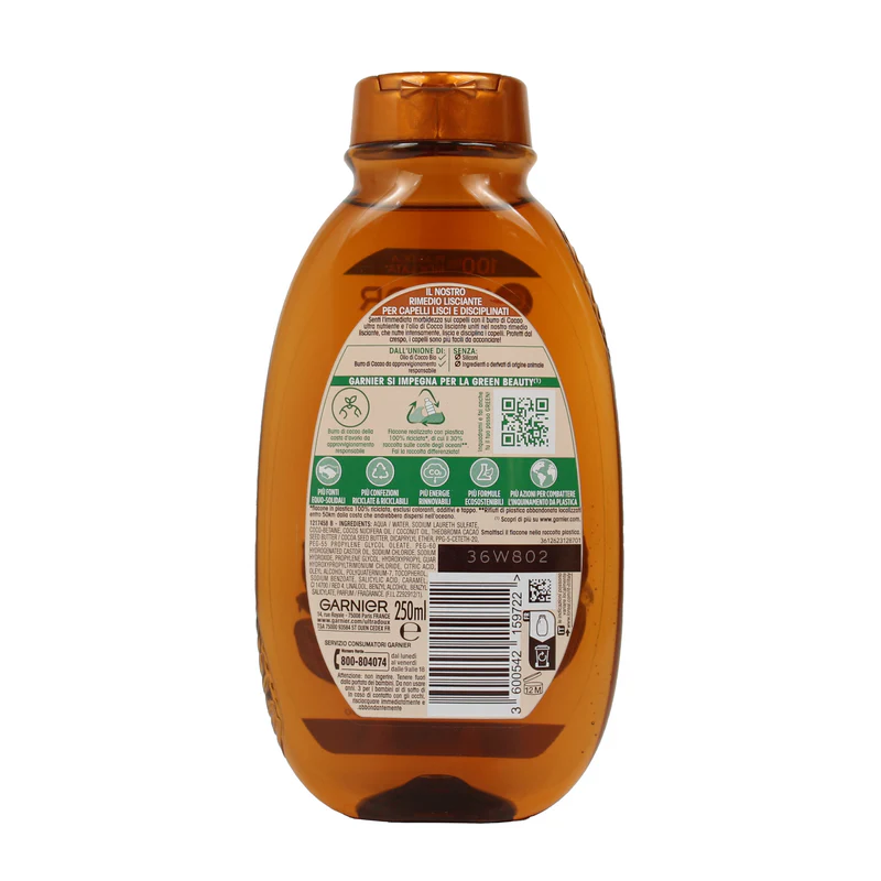 Garnier Shampoo Ultra Dolce Olio di Cocco e Burro di Cacao, Shampoo per Capelli Crespi, 250 ml - Image 2