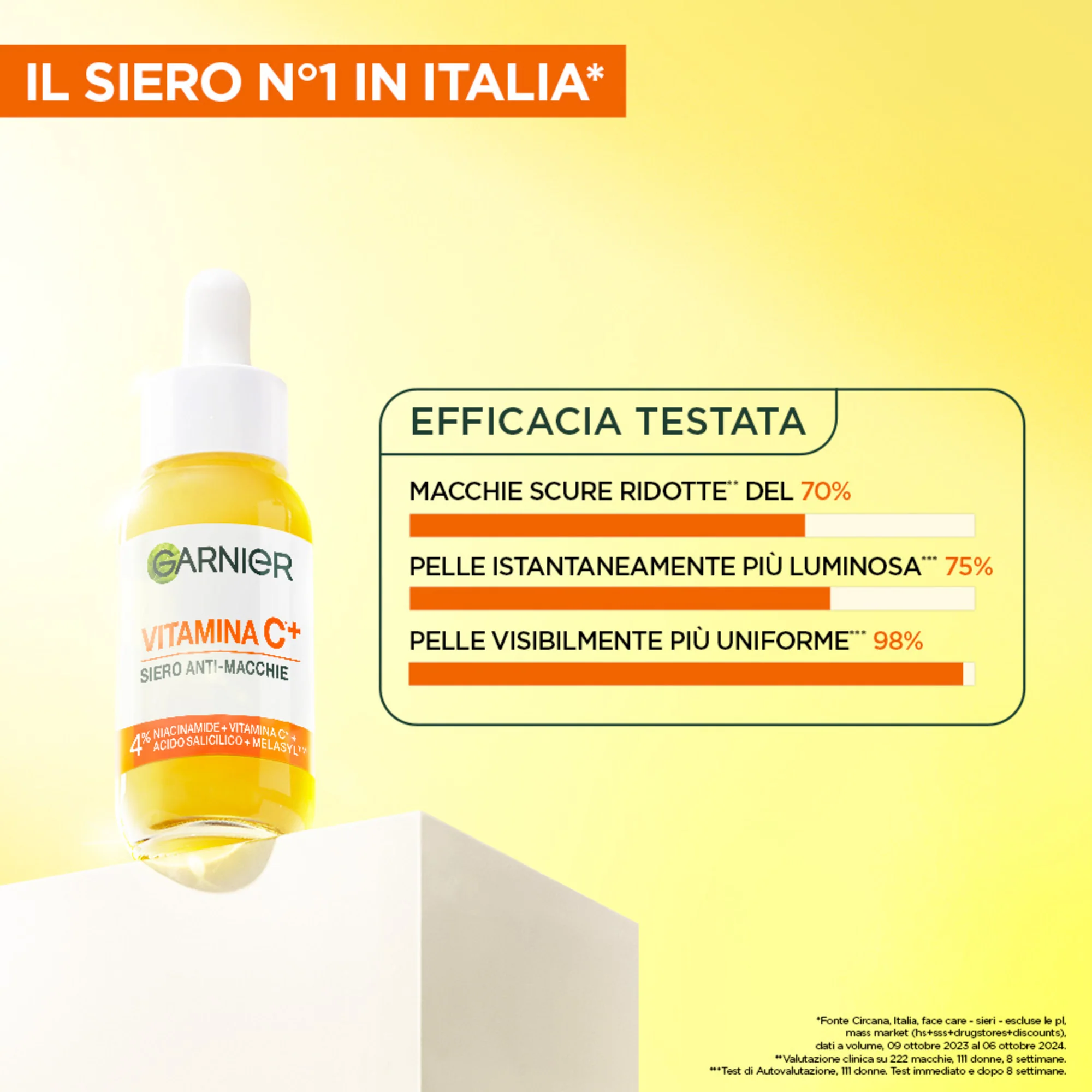 Garnier Siero Vitamina C* Anti-Macchie, Illuminante, Arricchito con Vitamina C*, Niacinamide e Acido Salicilico, 30ml - Image 4