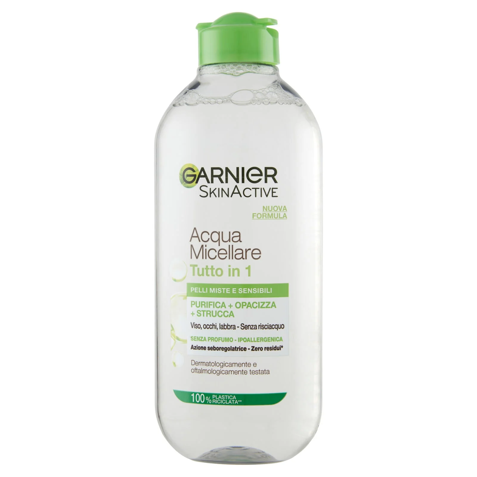 Garnier Acqua Micellare Pelli Miste e Sensibili, Strucca, Purifica ed Opacizza la Pelle Senza Risciacquo, 400 ml