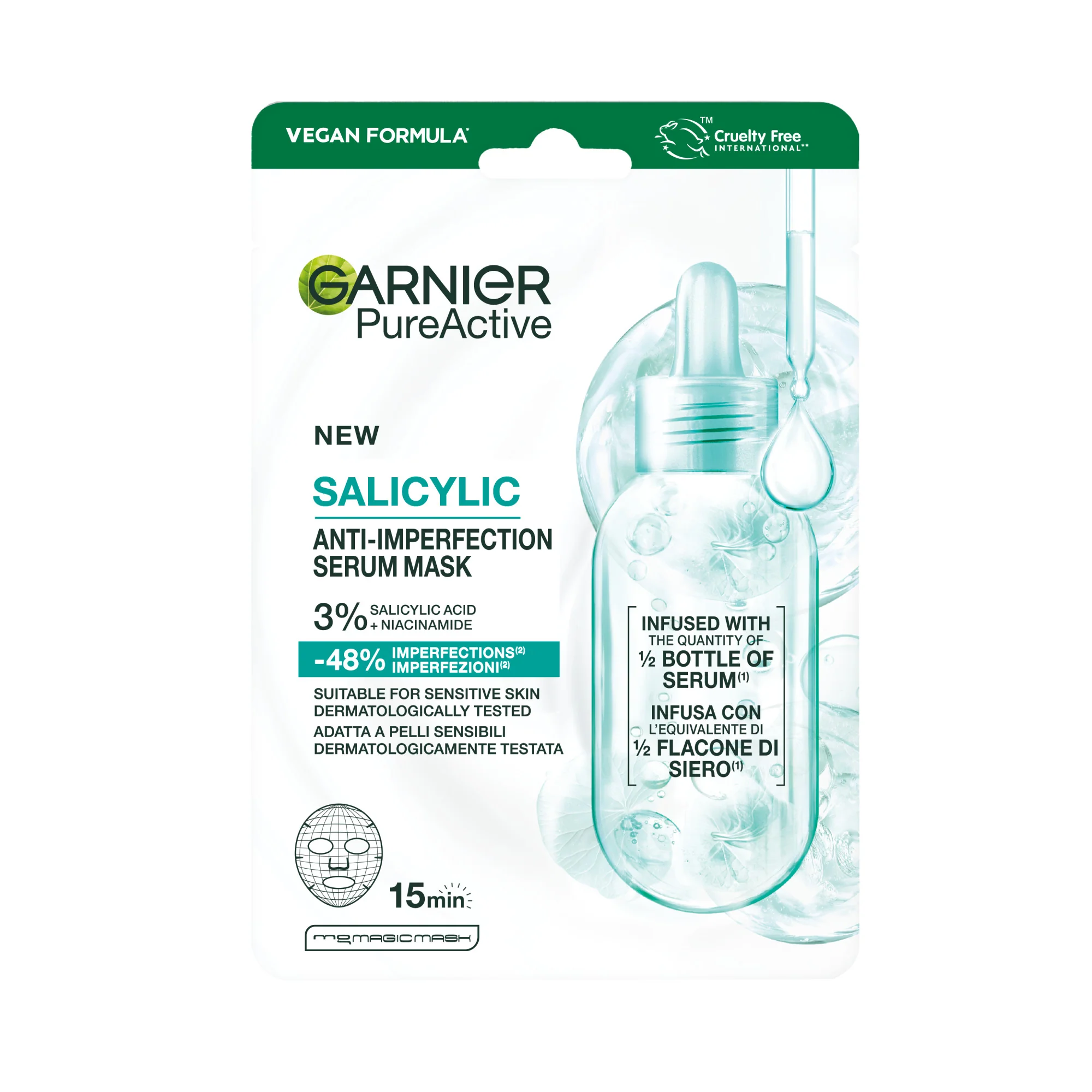 Garnier Tissue Mask Salicylic Maschera Viso in Tessuto Anti-imperfezioni