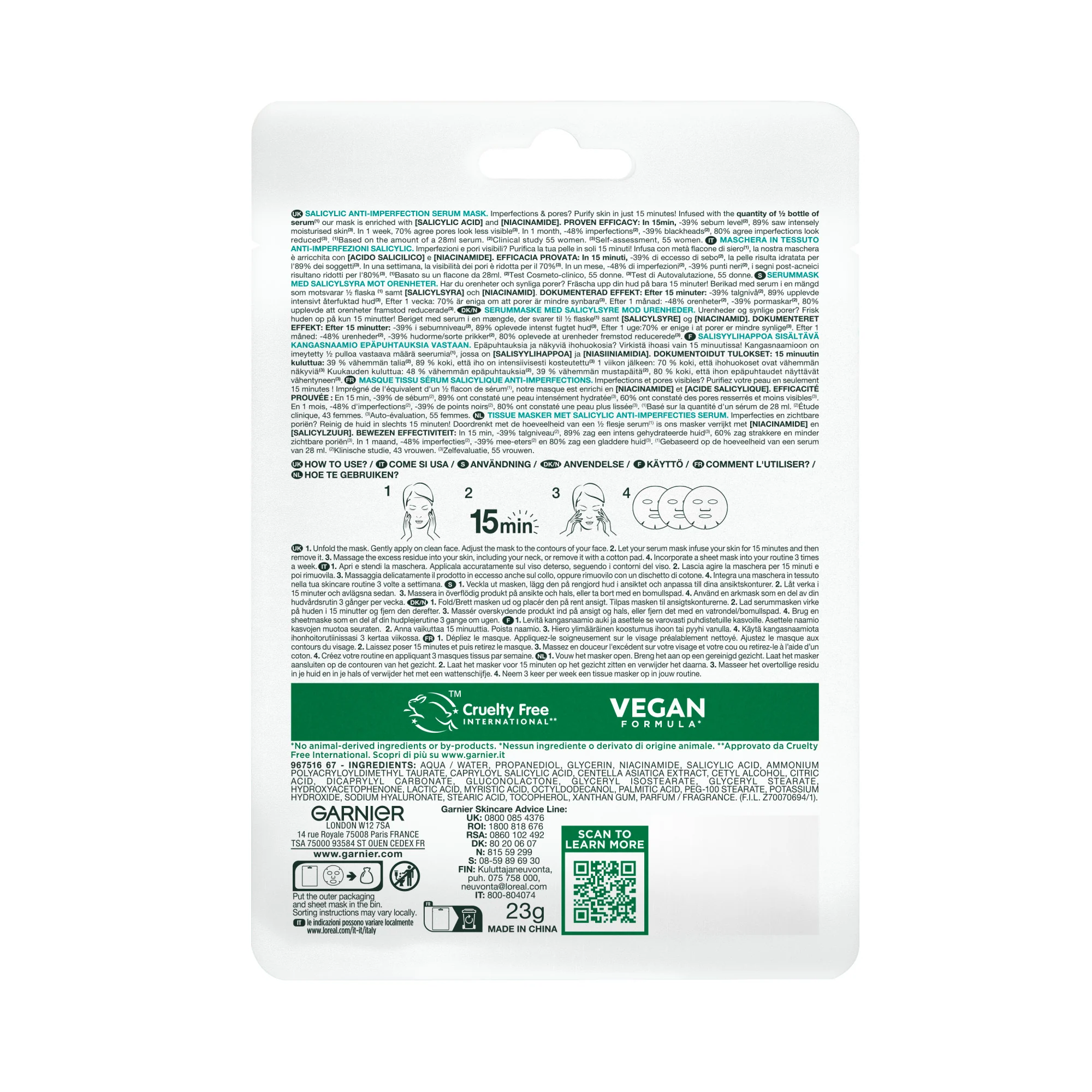 Garnier Tissue Mask Salicylic Maschera Viso in Tessuto Anti-imperfezioni - Image 2