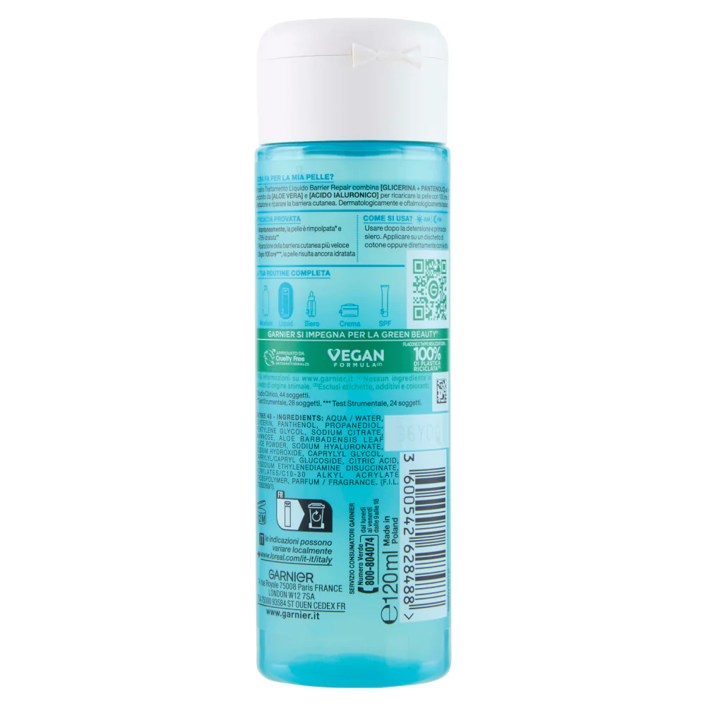 Garnier Trattamento Liquido Hyaluron Barrier Repair 12% Glicerina + Pantenolo, Aloe Vera e Acido Ialuronico, 120ml - Image 2