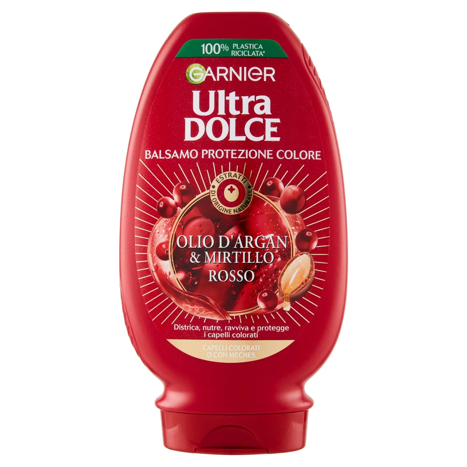 Garnier Balsamo Ultra Dolce Olio di Argan e Mirtillo Rosso, Balsamo per Capelli Colorati, 200 ml