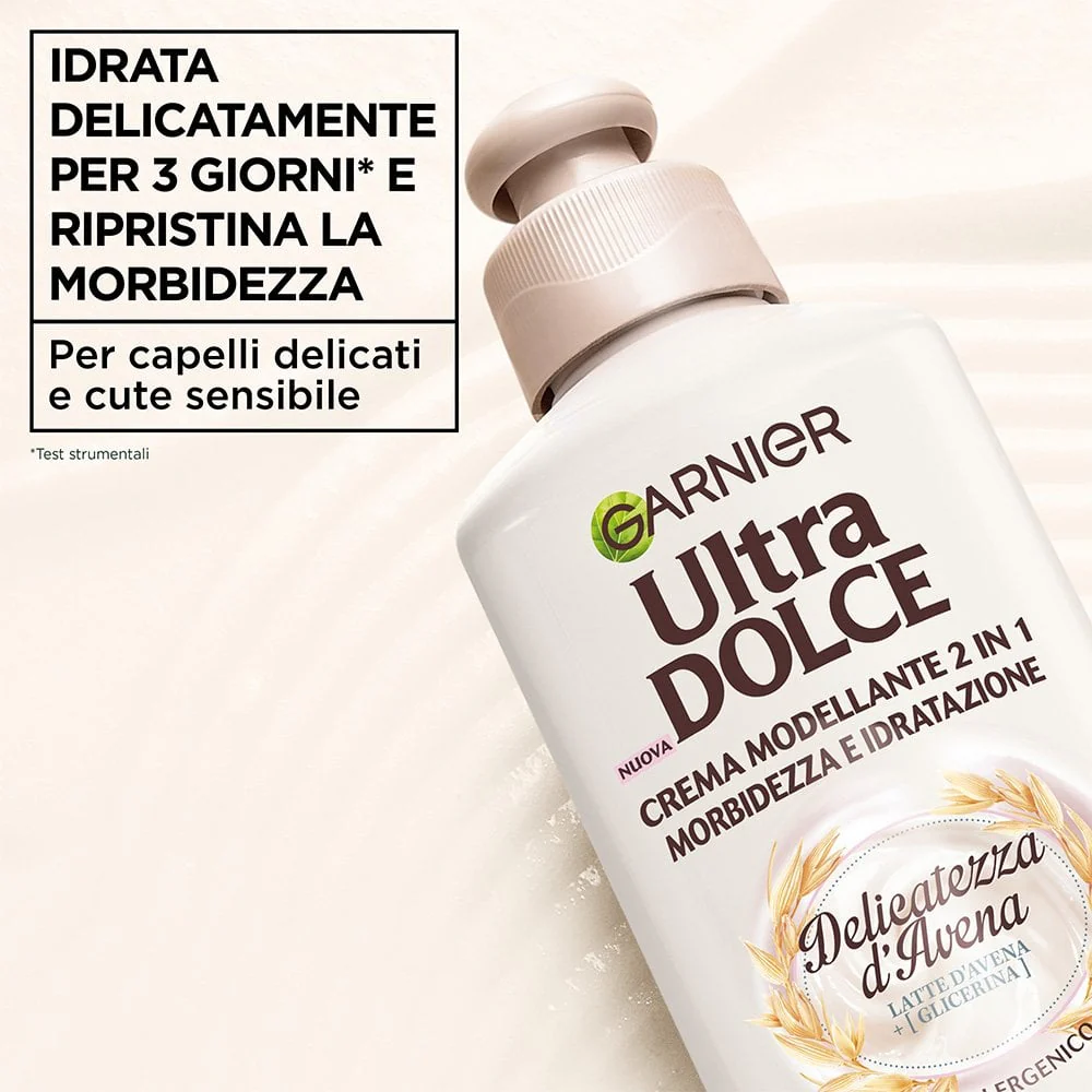 Garnier Ultra Dolce, Delicatezza d'Avena, Crema Modellante 2 in 1 Morbidezza e Idratazione, 200ml - Image 3