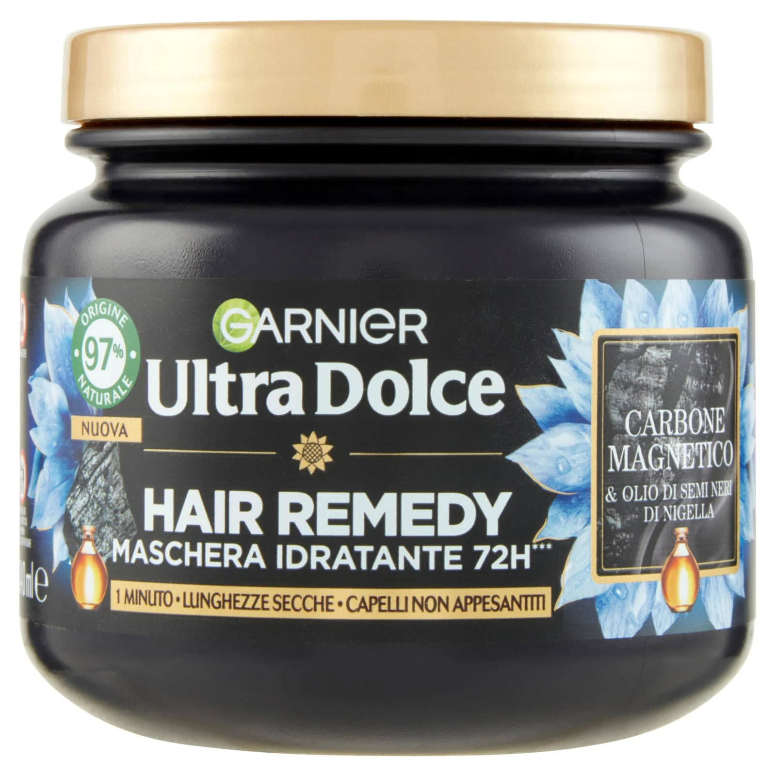 Garnier Ultra Dolce Carbone Magnetico Maschera Idratante Hair Remedy 72H 340 ml - Image 2