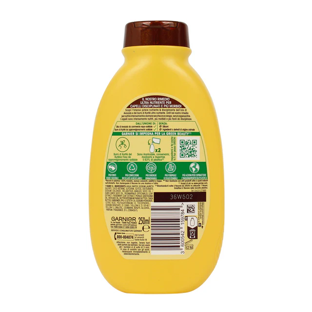 Garnier Ultra Dolce Ultra Dolce Avocado e Karit‚, Shampoo per Capelli Ricci, Mossi o Crespi, 250 ml - Image 3