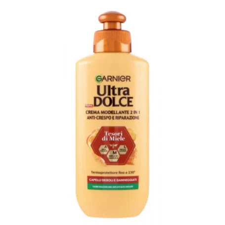 Garnier Ultra Dolce, Tesori di Miele, Crema Modellante 2 in 1 Anti-crespo e Riparazione, 200ml