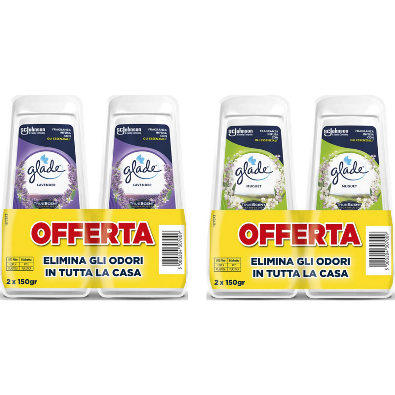 Glade - Assorbiodori Gel Bipacco Lavanda 300 Grammi -  Bipacco Mughetto 300 Grammi - Image 2