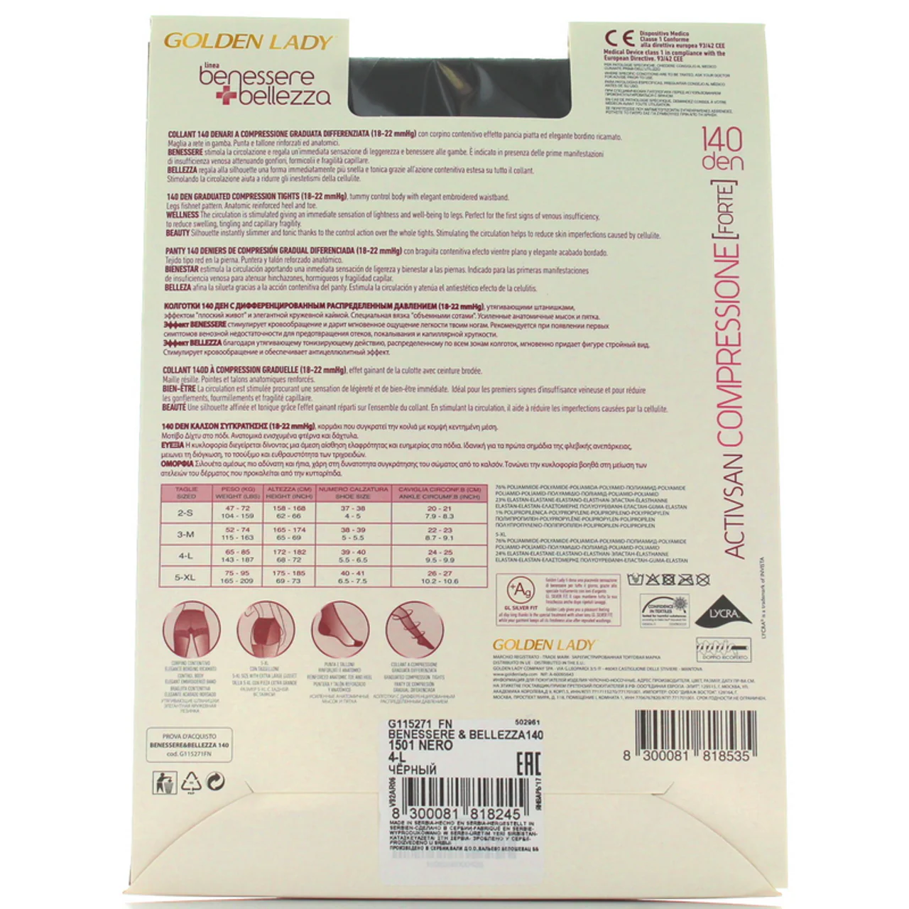 GOLDEN LADY - Collant Benessere & Bellezza a Compressione Graduata Differenziata - 140 Denari - Taglia 4/L - Image 2