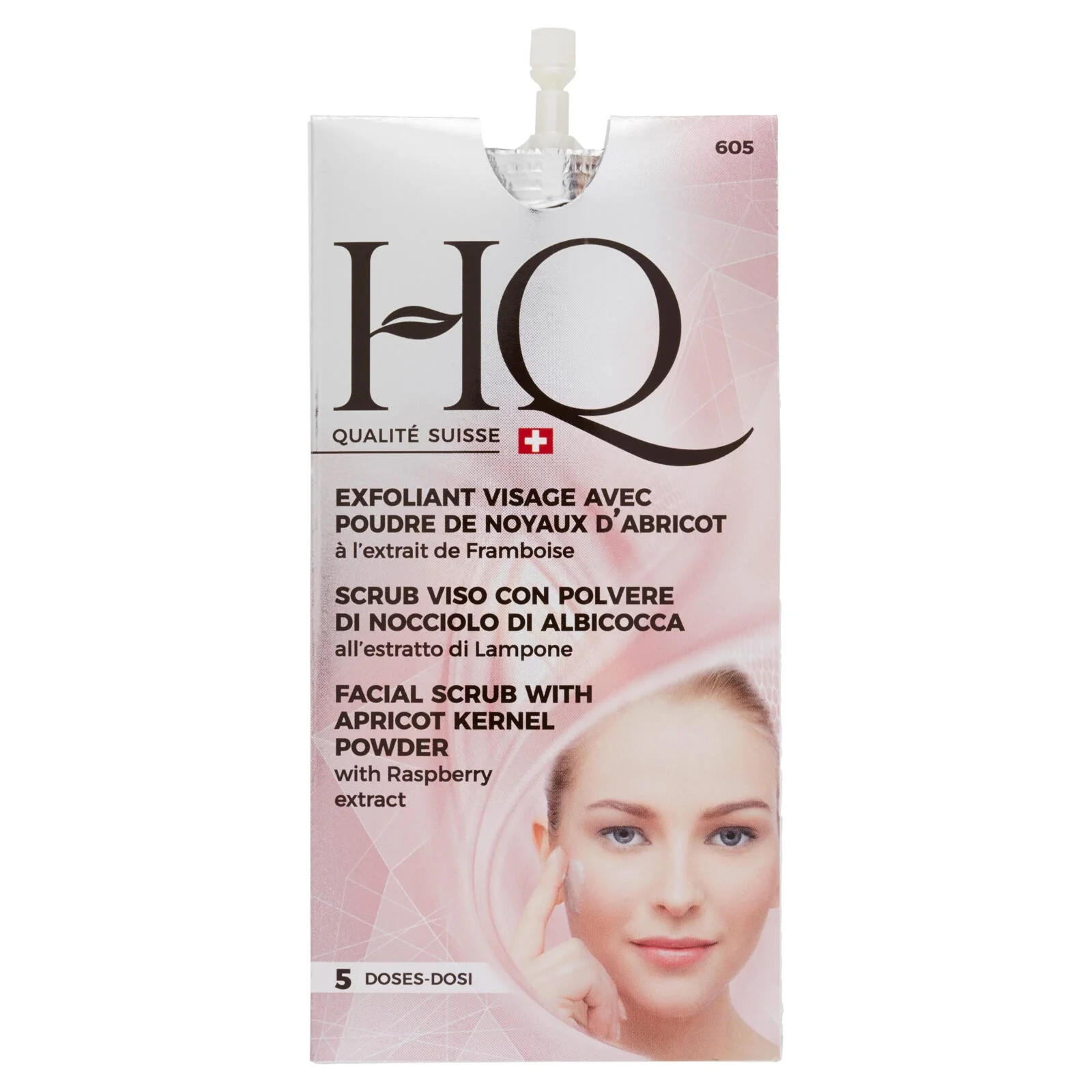 HQ Scrub Viso con Polvere di Nocciolo di Albicocca all'estratto di Lampone 15 ml