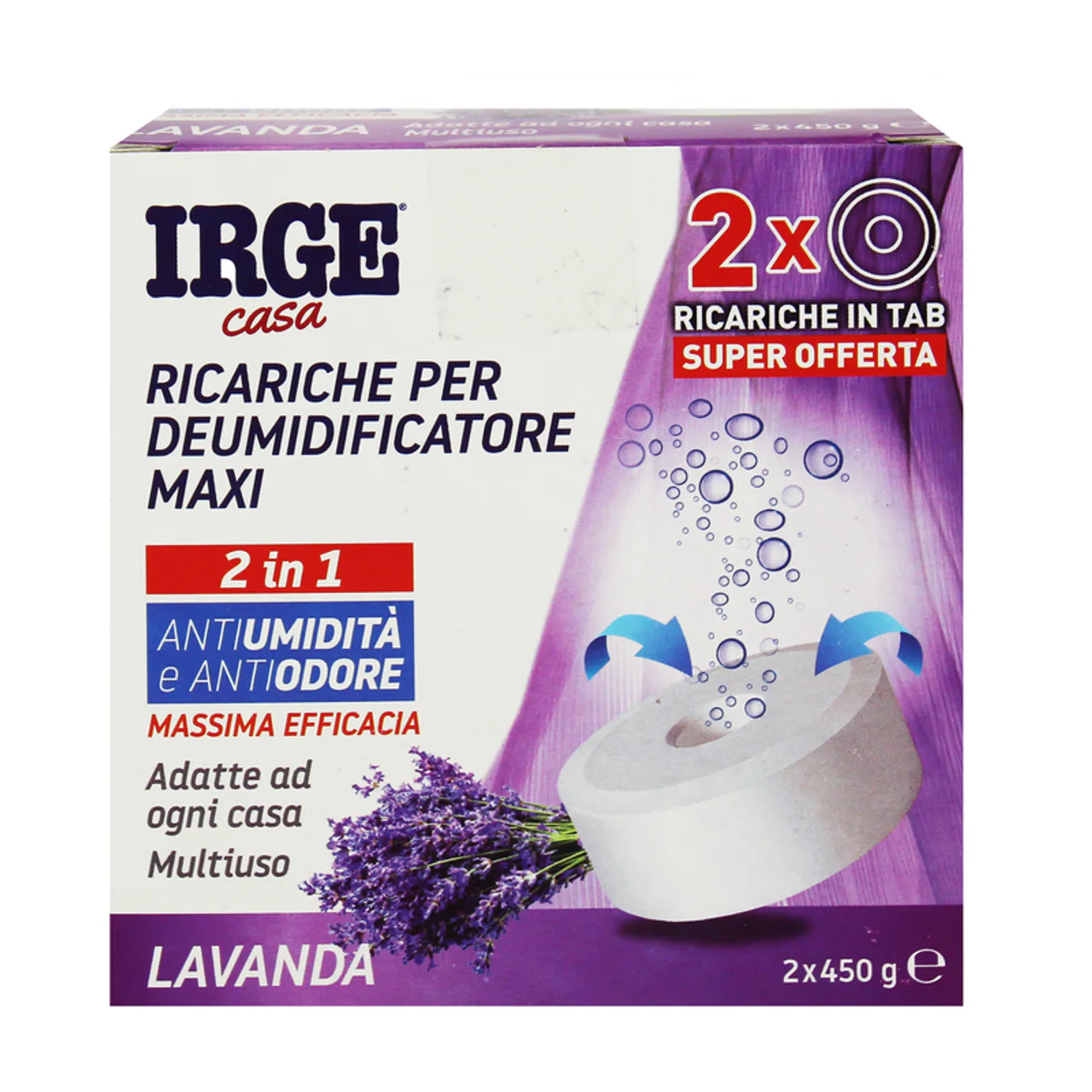 Irge - Ricariche Per Deumidificatore 2 In 1 Maxi Tab - 2 X 450 Grammi