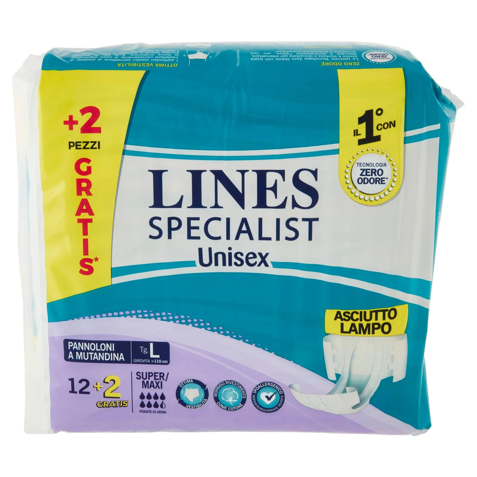 Lines Specialist Unisex Pannoloni a Mutandina Tg. L Super/Maxi 12+2 pz - Image 2
